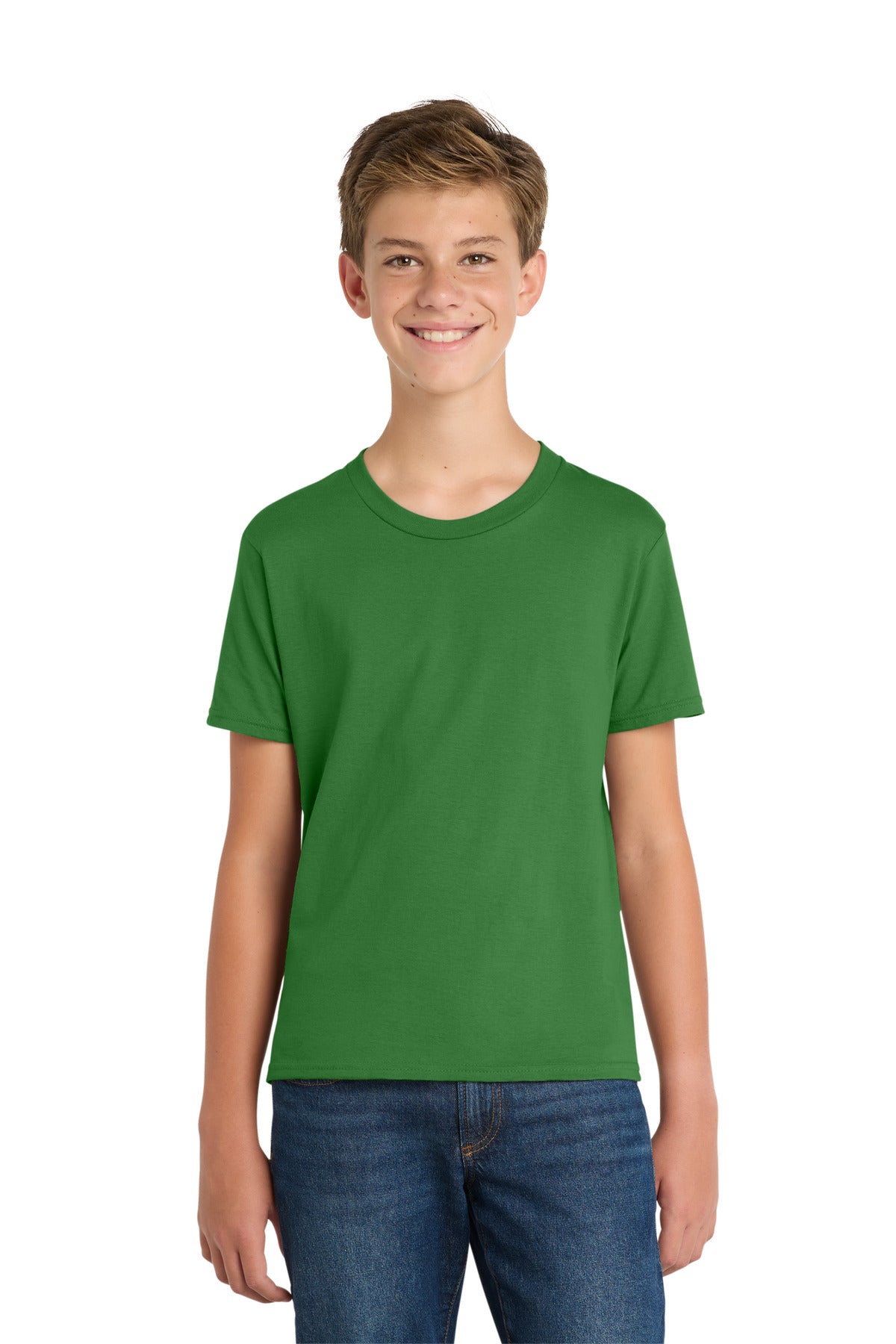 Custom logo Port & Co® Youth Fan Favorite Tee. PC450Y in Kiwi Green