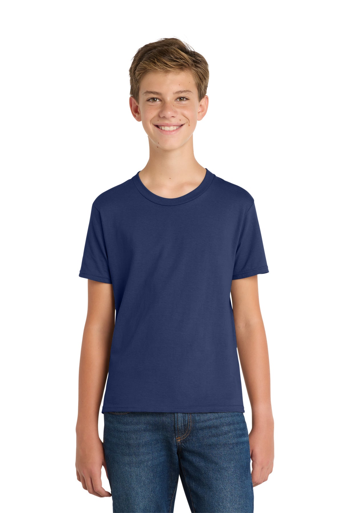 Custom logo Port & Co® Youth Fan Favorite Tee. PC450Y in Team Navy