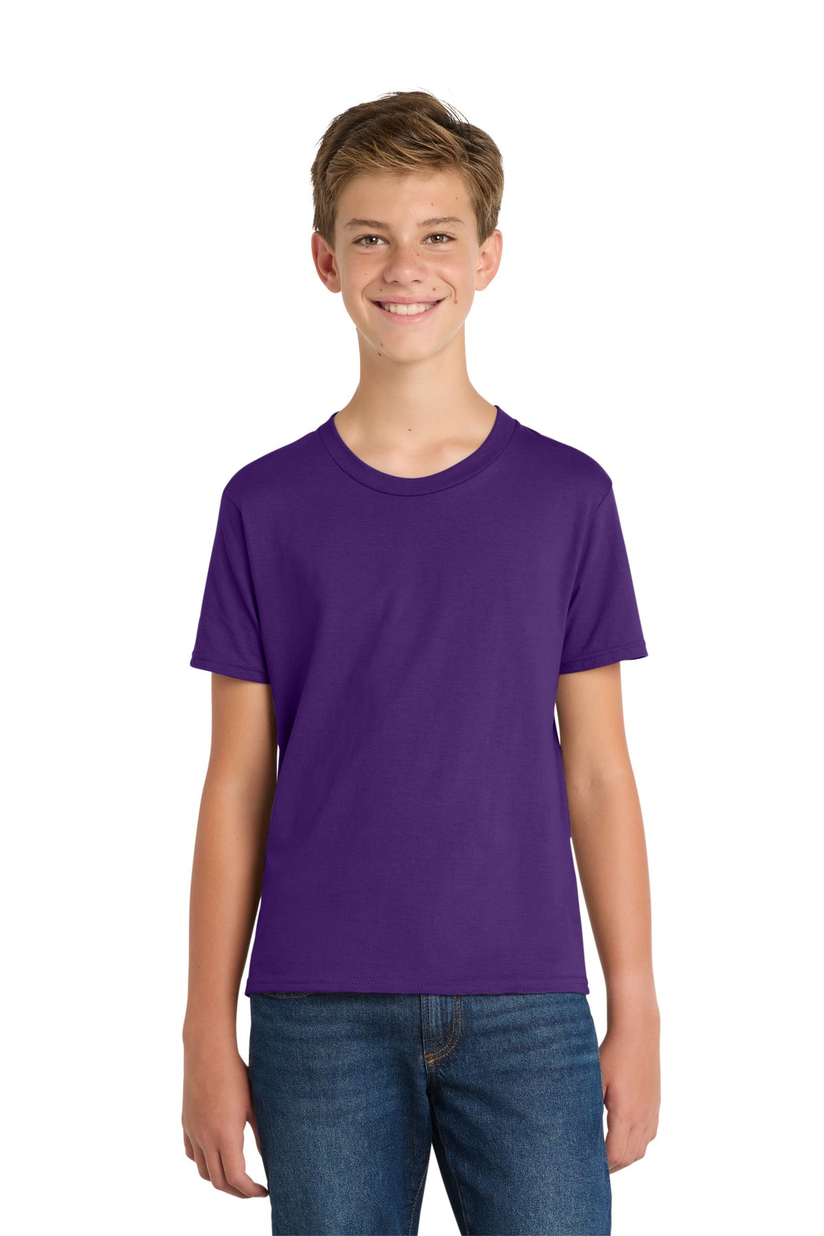 Custom logo Port & Co® Youth Fan Favorite Tee. PC450Y in Team Purple