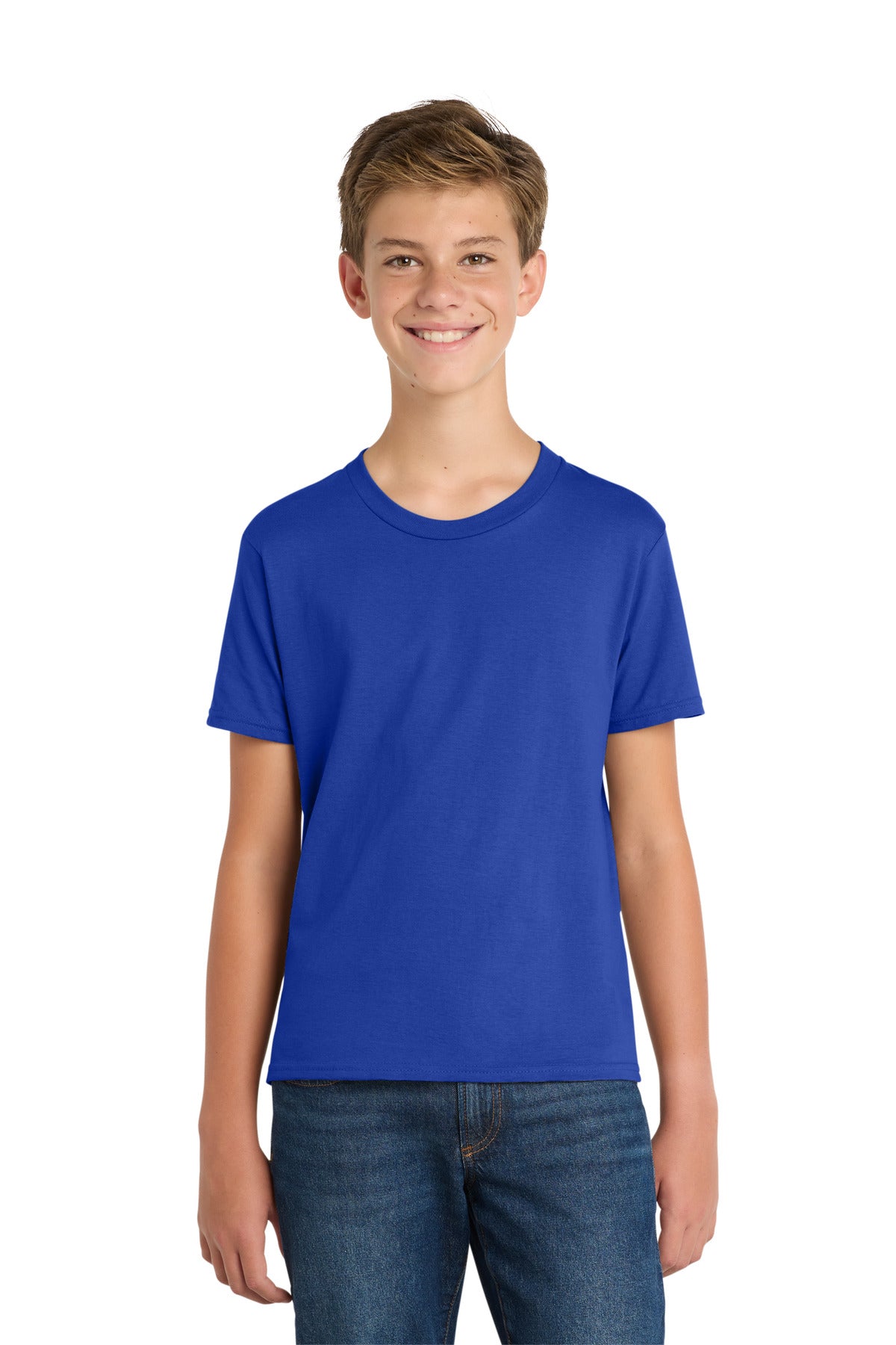 Custom logo Port & Co® Youth Fan Favorite Tee. PC450Y in True Royal