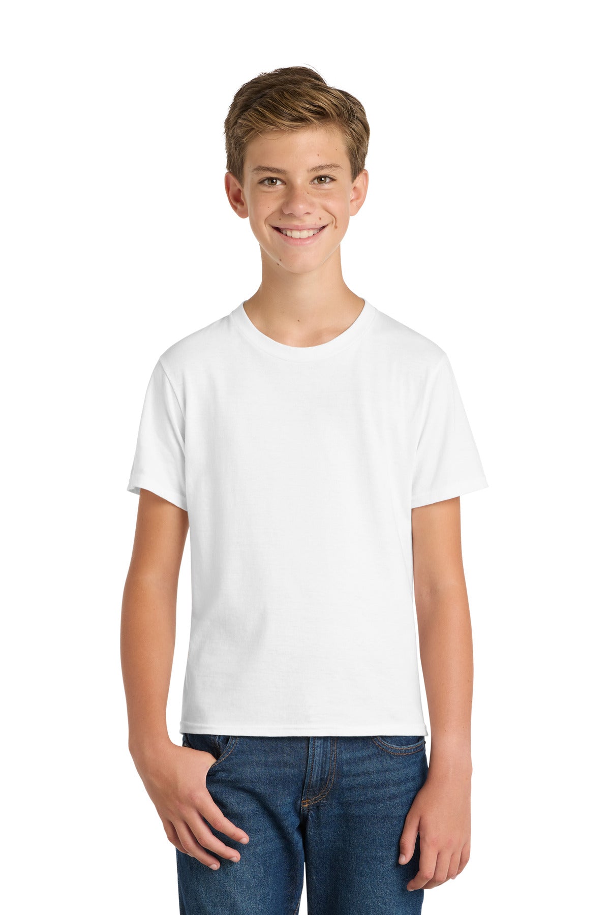Custom logo Port & Co® Youth Fan Favorite Tee. PC450Y in White