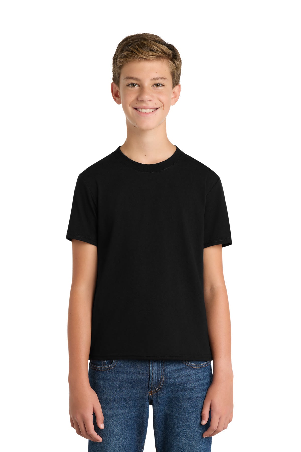 Custom logo Port & Co® Youth Fan Favorite ™ Blend Tee. PC455Y in Jet Black