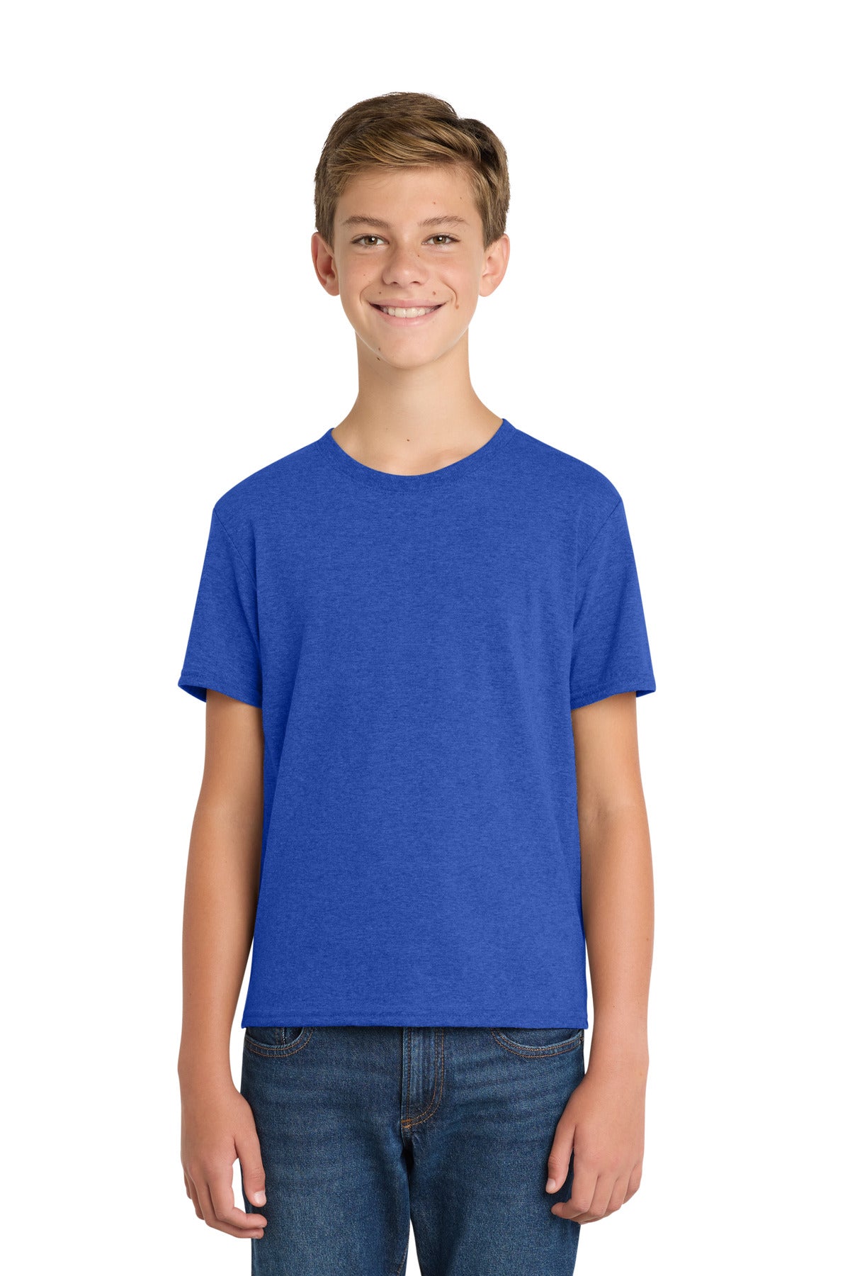Custom logo Port & Co® Youth Fan Favorite ™ Blend Tee. PC455Y in True Royal Heather