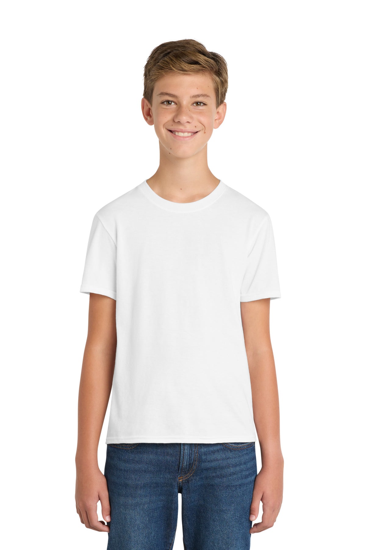 Custom logo Port & Co® Youth Fan Favorite ™ Blend Tee. PC455Y in White