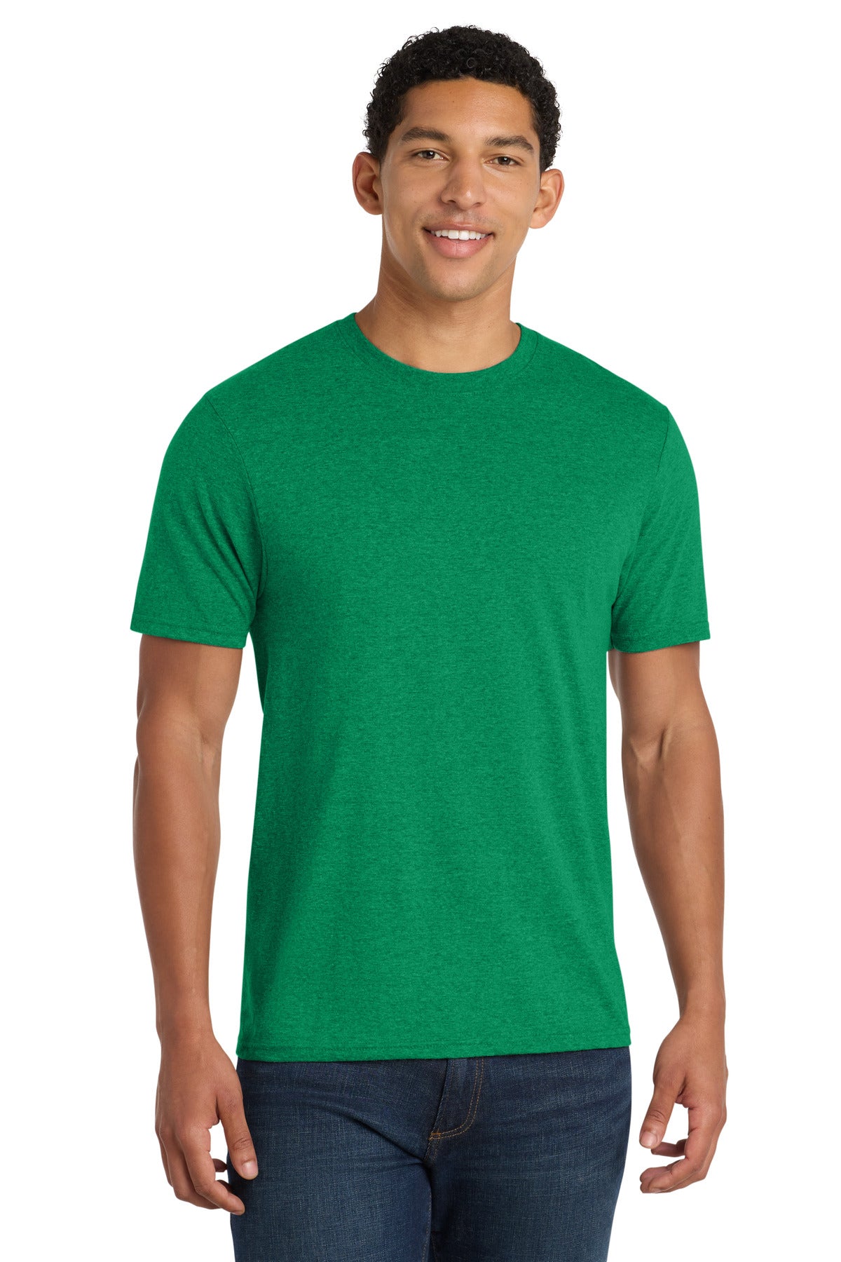 Custom logo Port & Co® Fan Favorite™ Blend Tee. PC455 in Athletic Kelly Green Heather
