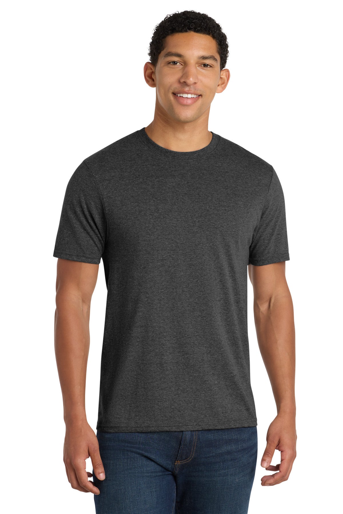 Custom logo Port & Co® Fan Favorite™ Blend Tee. PC455 in Black Heather