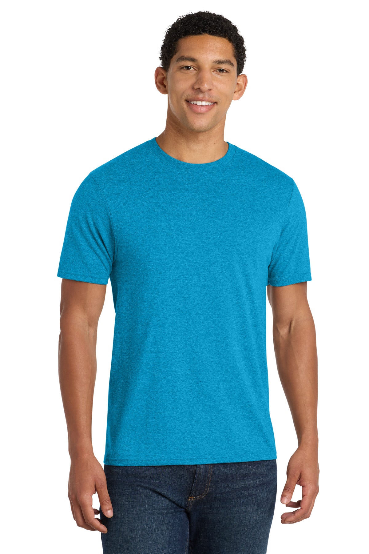 Custom logo Port & Co® Fan Favorite™ Blend Tee. PC455 in Sapphire Heather