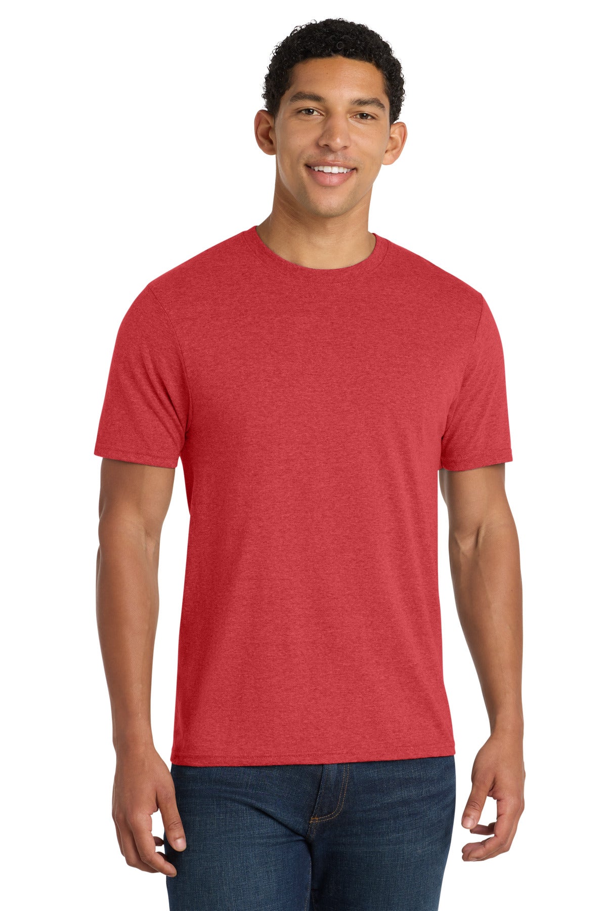 Custom logo Port & Co® Fan Favorite™ Blend Tee. PC455 in Team Cardinal Heather