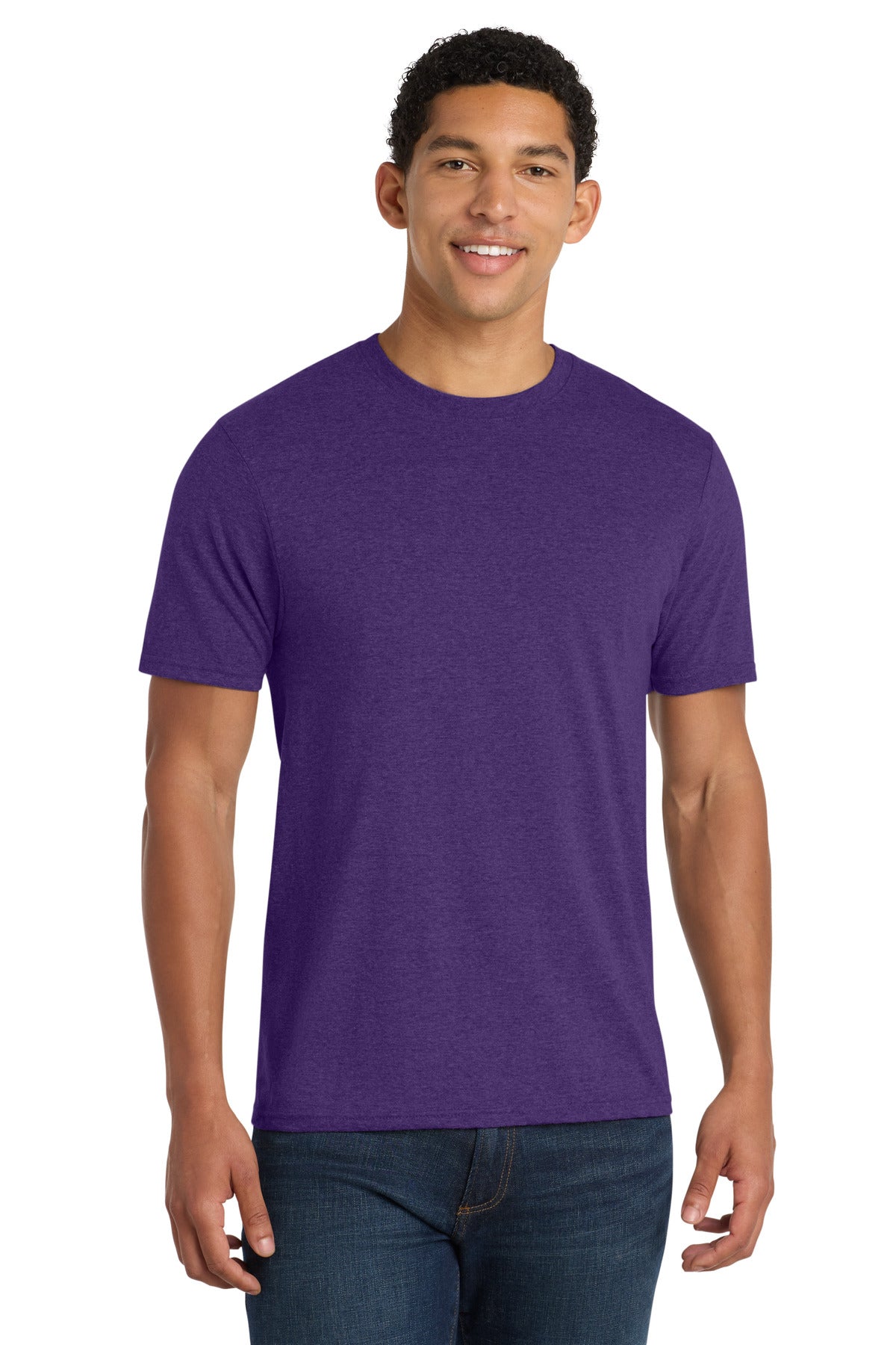 Custom logo Port & Co® Fan Favorite™ Blend Tee. PC455 in Team Purple Heather