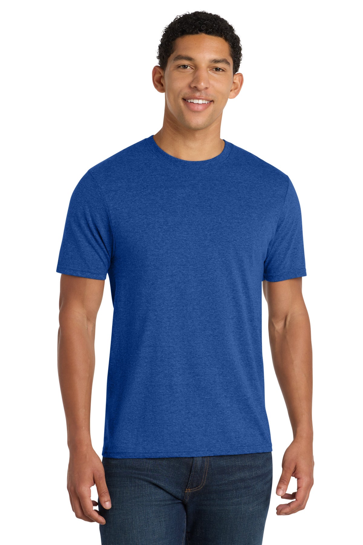 Custom logo Port & Co® Fan Favorite™ Blend Tee. PC455 in True Royal Heather