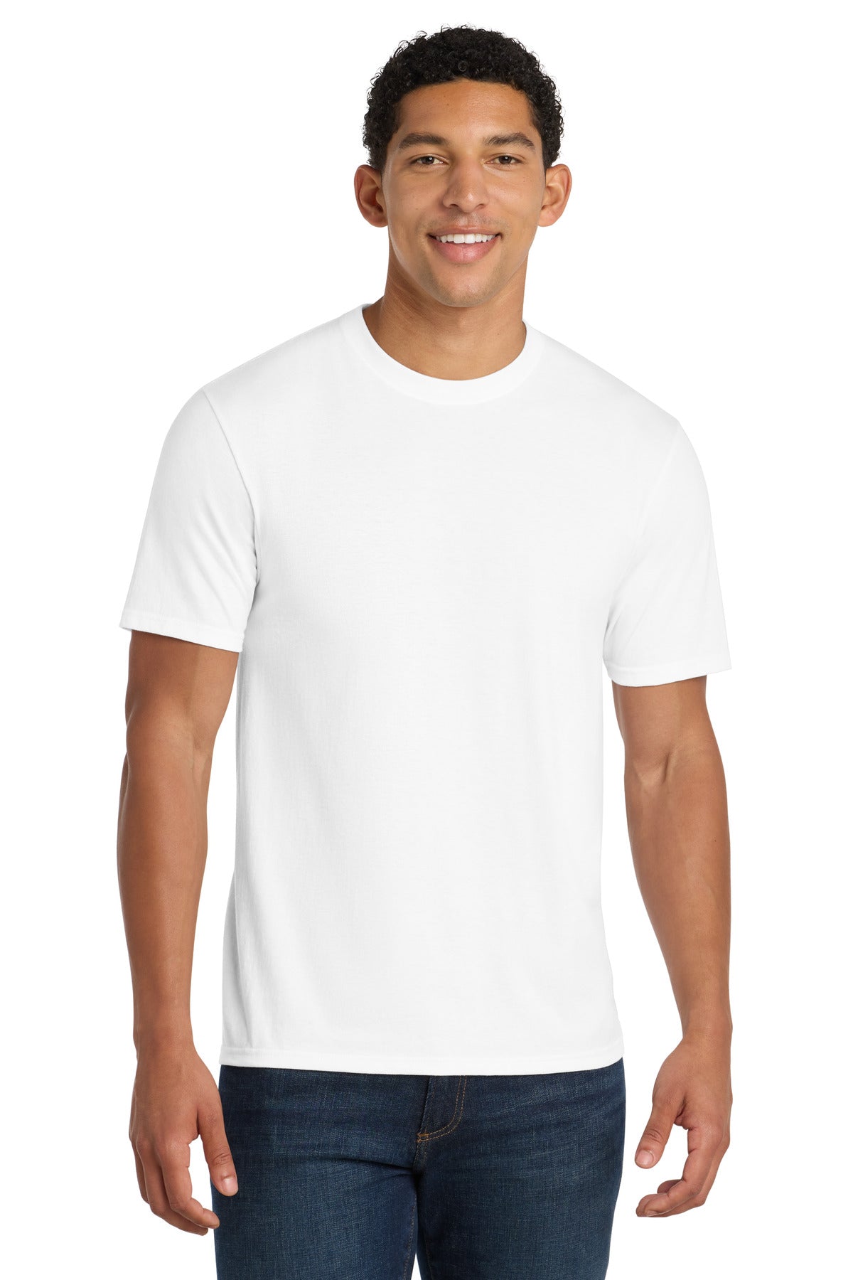 Custom logo Port & Co® Fan Favorite™ Blend Tee. PC455 in White