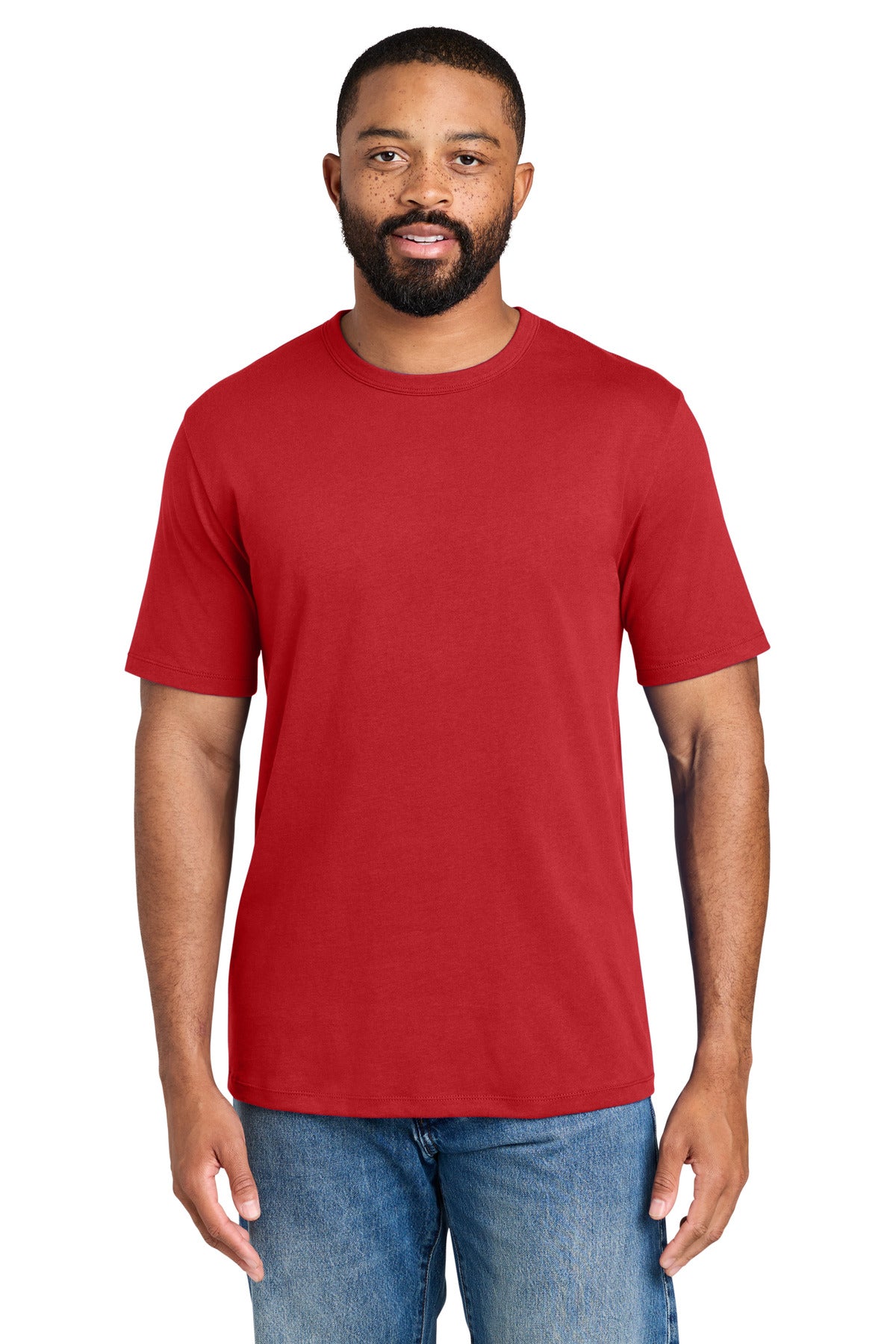 Custom logo Port & Co® Fan Favorite™ Varsity Tee PC460 in Bright Red