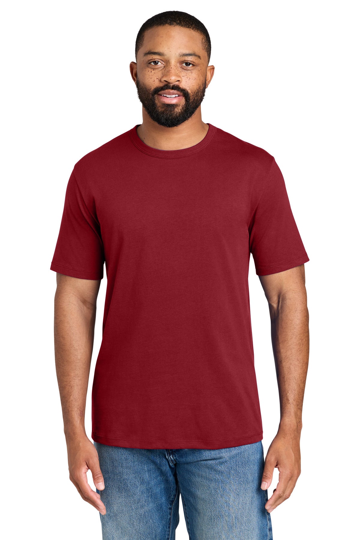 Custom logo Port & Co® Fan Favorite™ Varsity Tee PC460 in Cardinal Red
