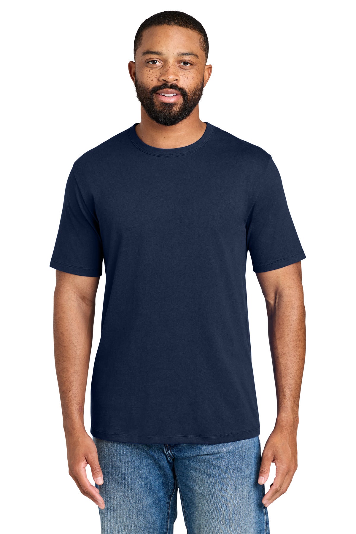 Custom logo Port & Co® Fan Favorite™ Varsity Tee PC460 in Club Navy