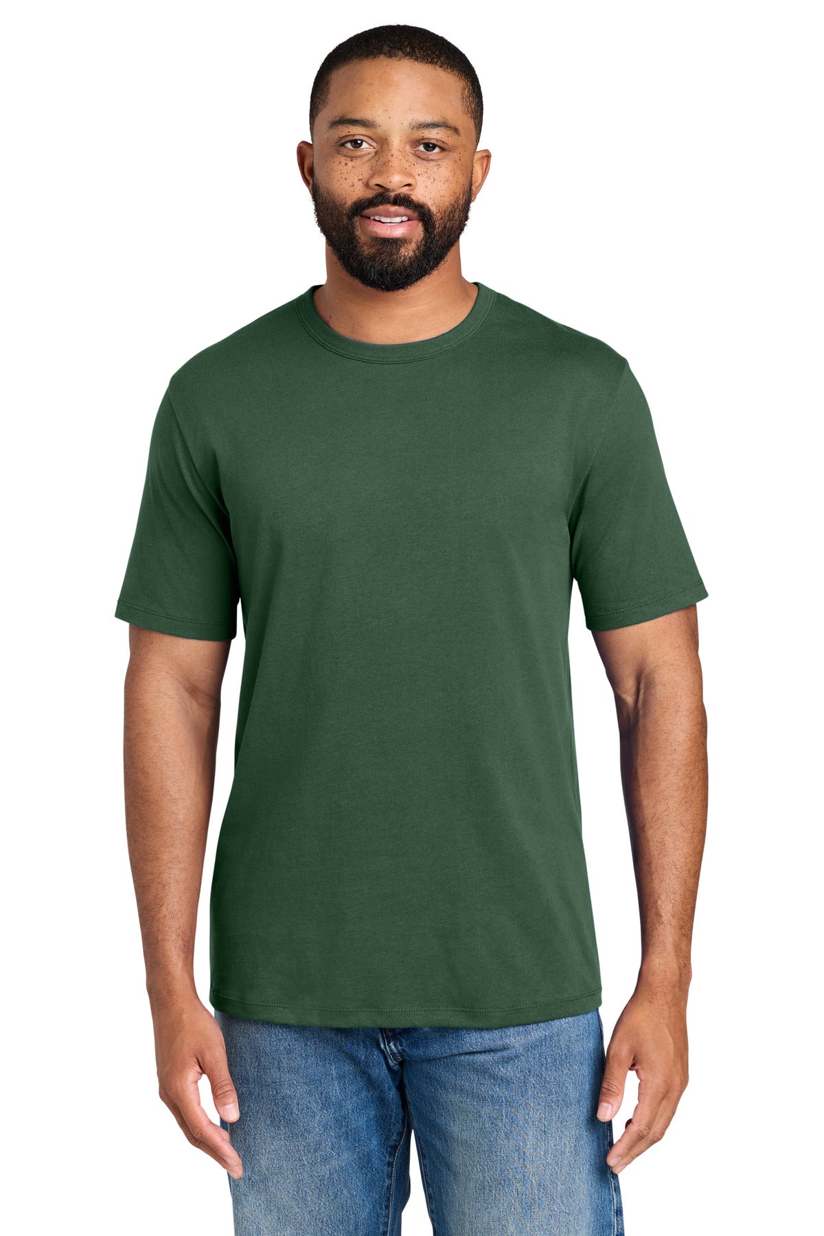 Custom logo Port & Co® Fan Favorite™ Varsity Tee PC460 in Forest Green