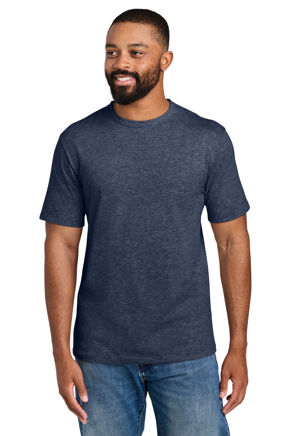 Custom logo Port & Co® Fan Favorite™ Varsity Tee PC460 in Heather Navy