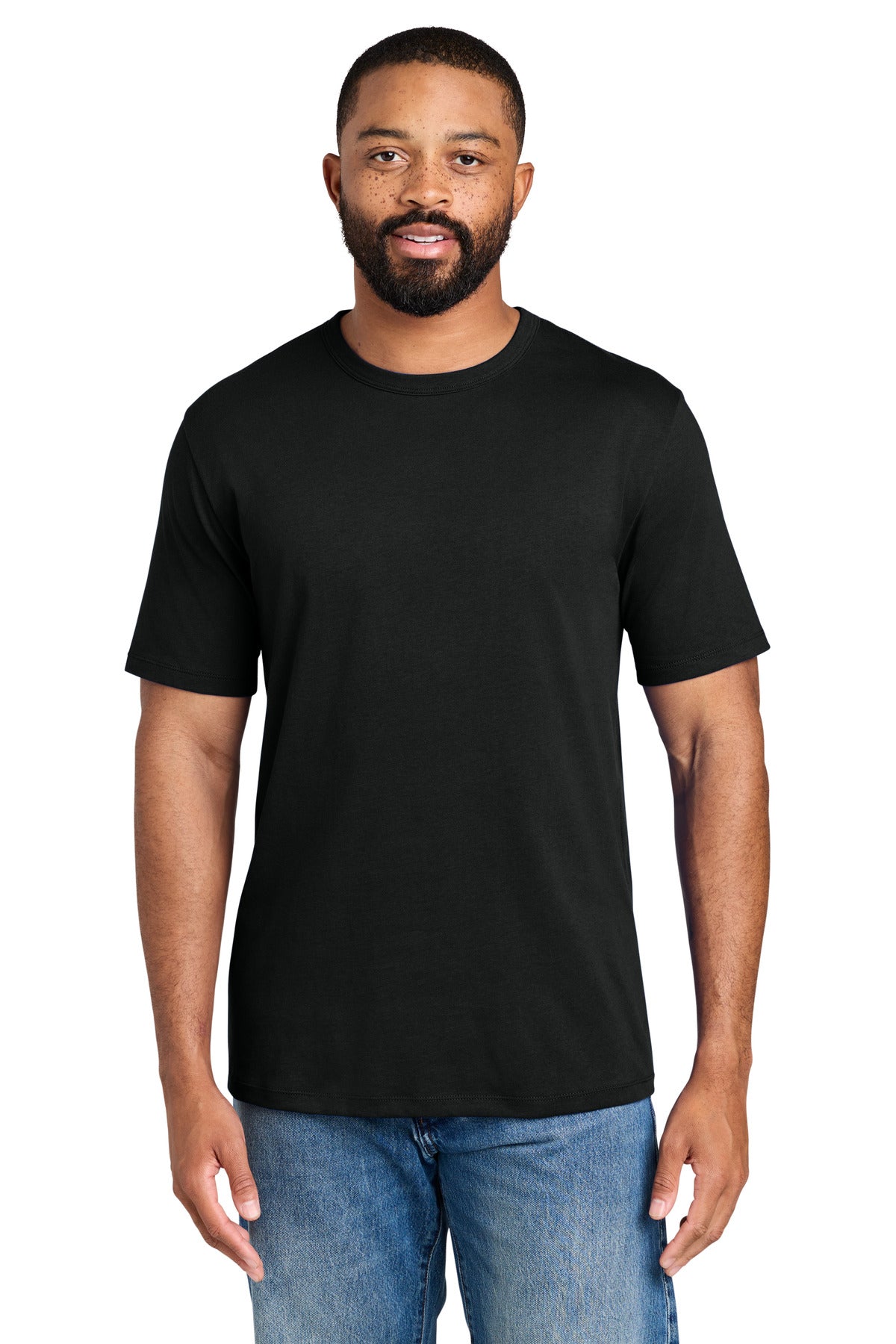 Custom logo Port & Co® Fan Favorite™ Varsity Tee PC460 in Jet Black