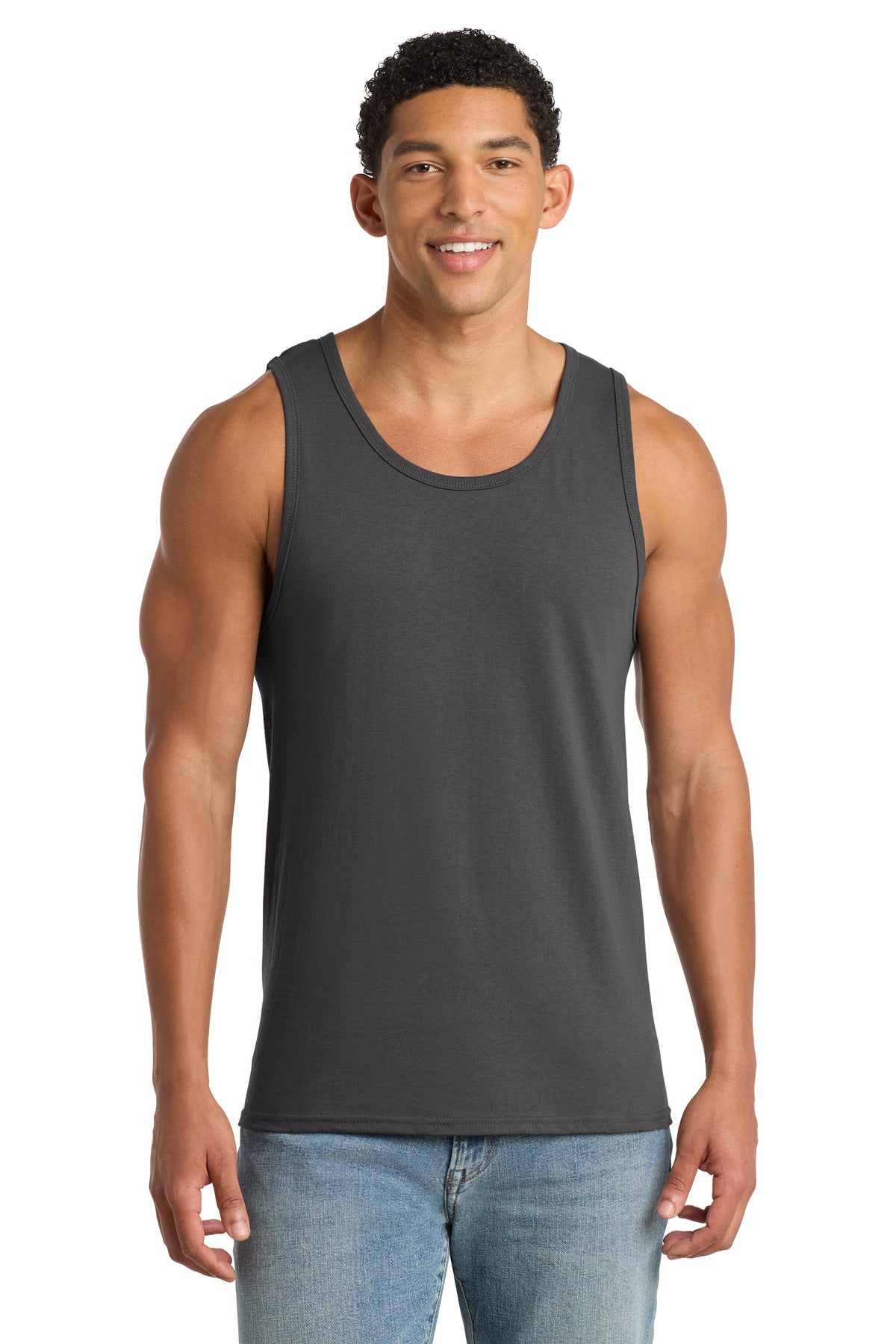Custom logo Port & Co® Core Cotton Tank Top.  PC54TT in Charcoal