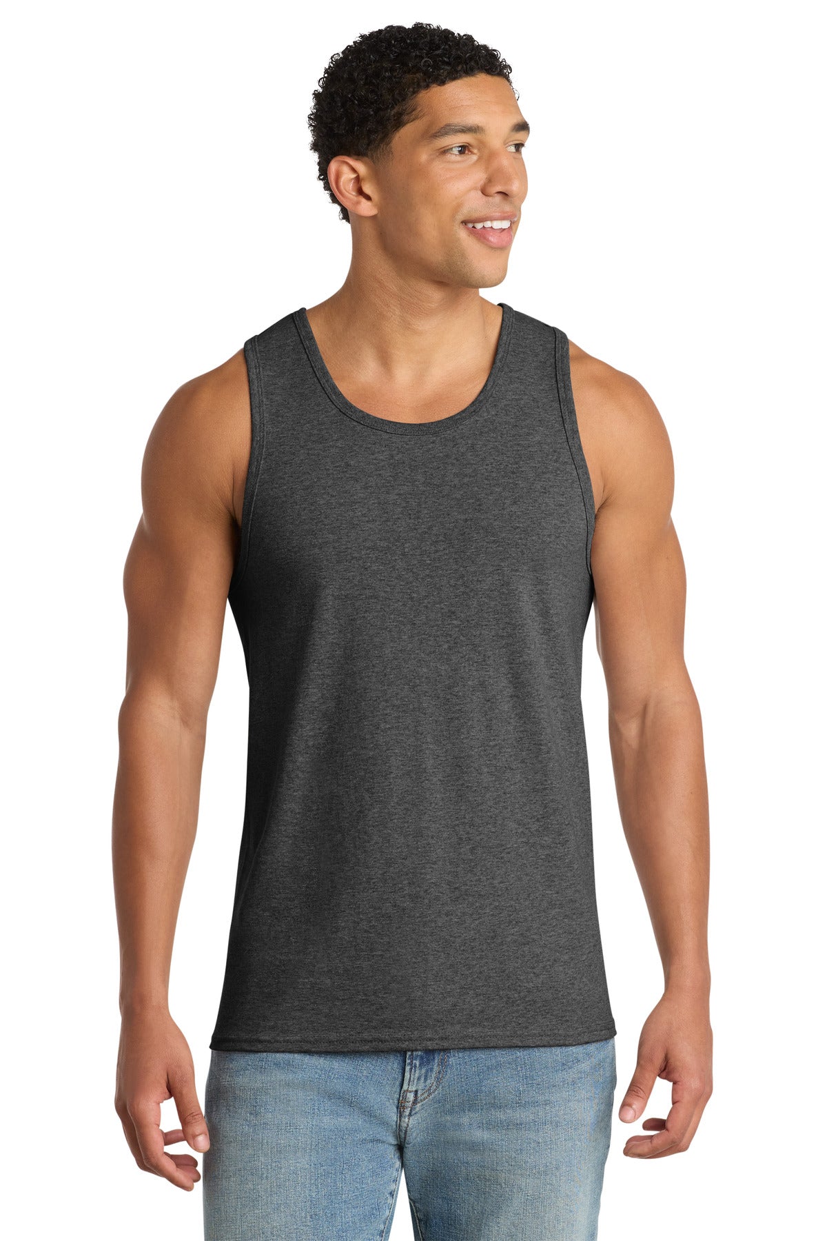 Custom logo Port & Co® Core Cotton Tank Top.  PC54TT in Dark Heather Grey