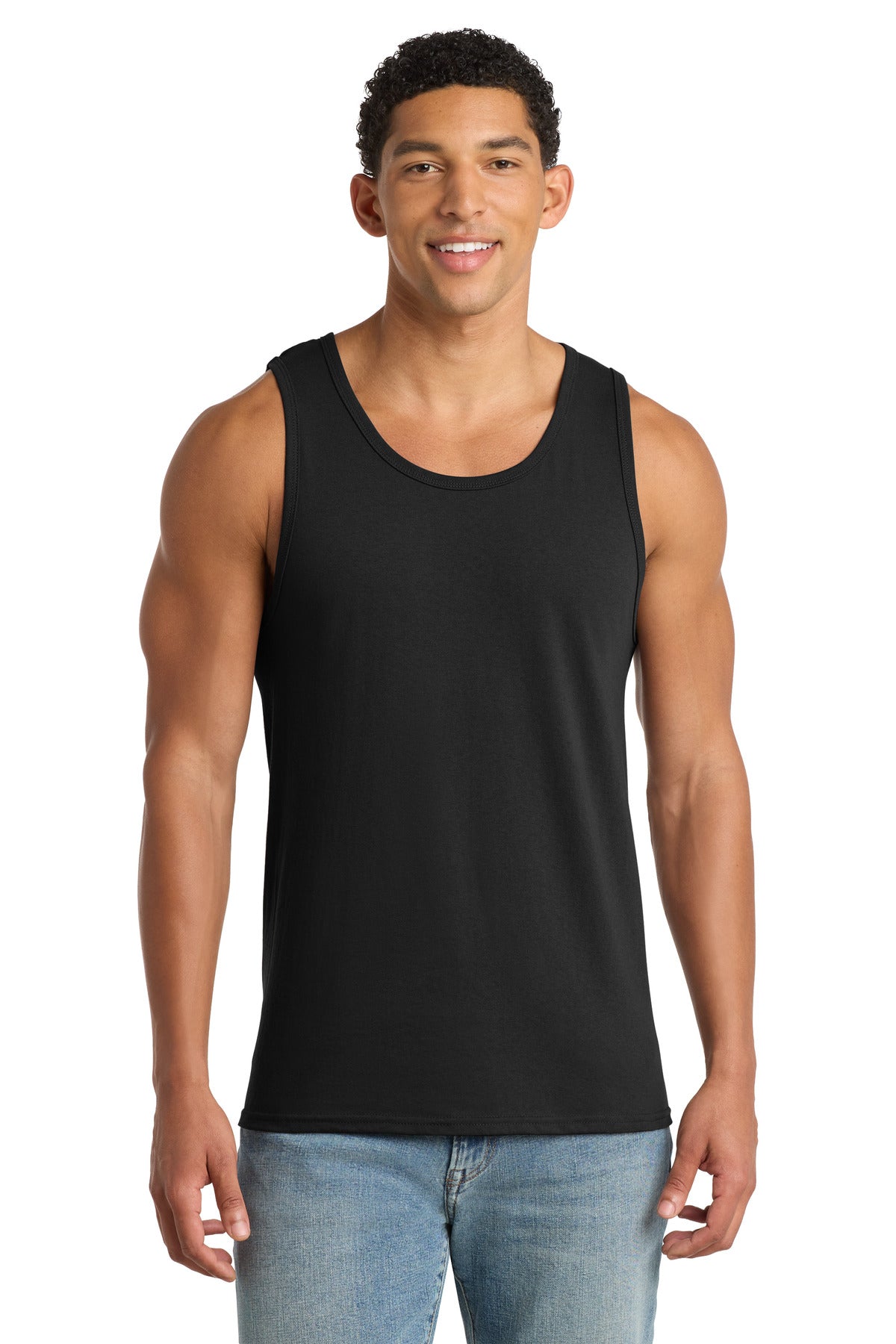 Custom logo Port & Co® Core Cotton Tank Top.  PC54TT in Jet Black