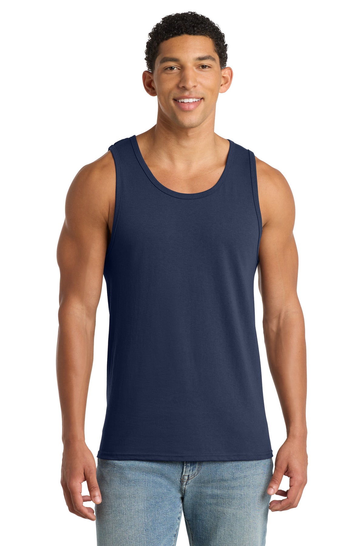 Custom logo Port & Co® Core Cotton Tank Top.  PC54TT in Navy