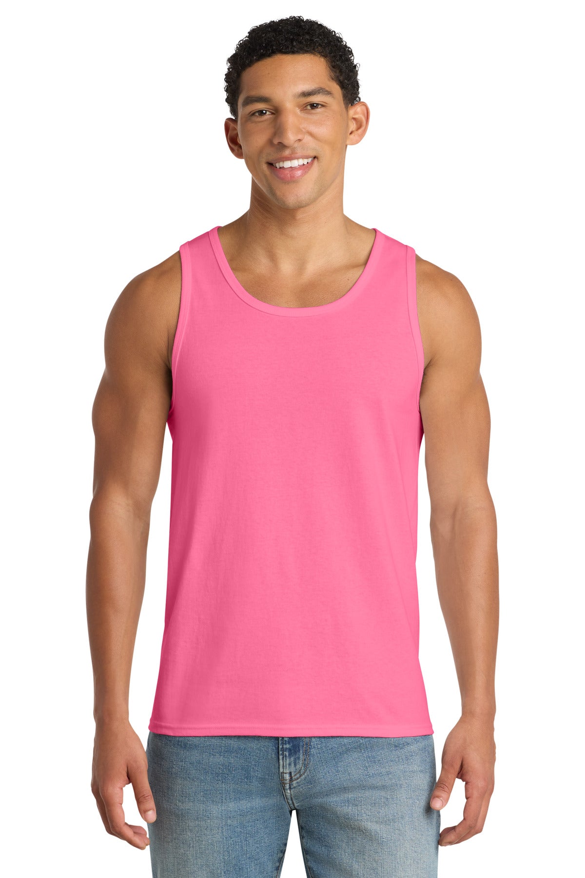 Custom logo Port & Co® Core Cotton Tank Top.  PC54TT in Neon Pink