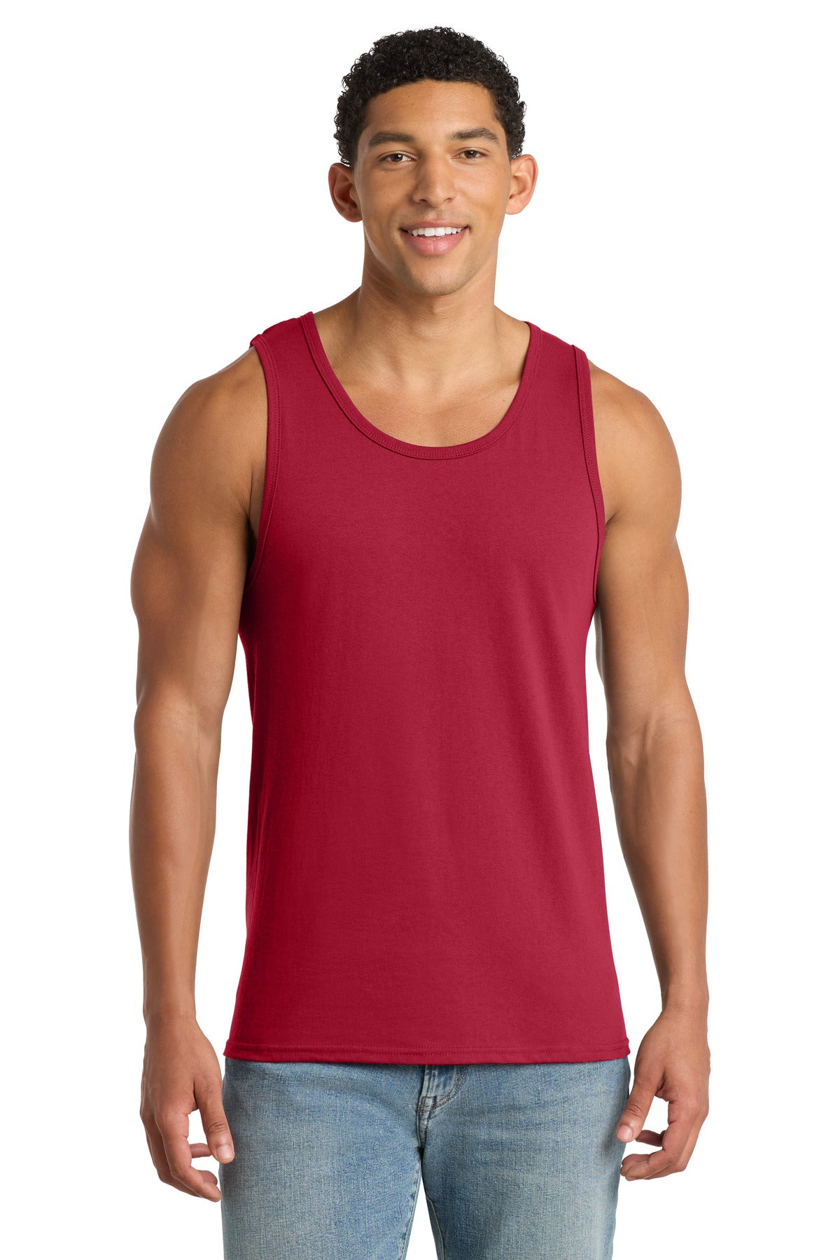 Custom logo Port & Co® Core Cotton Tank Top.  PC54TT in Red