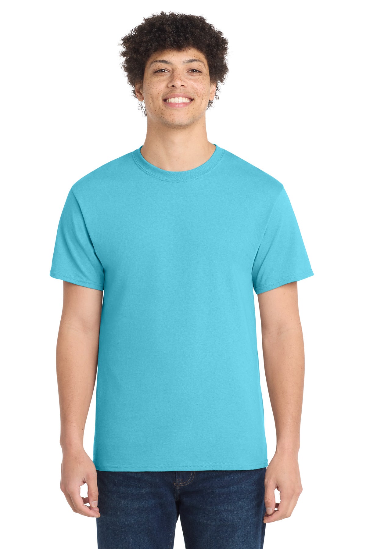 Custom logo Port & Co® Tall Core Cotton Tee PC54T in Aquatic Blue