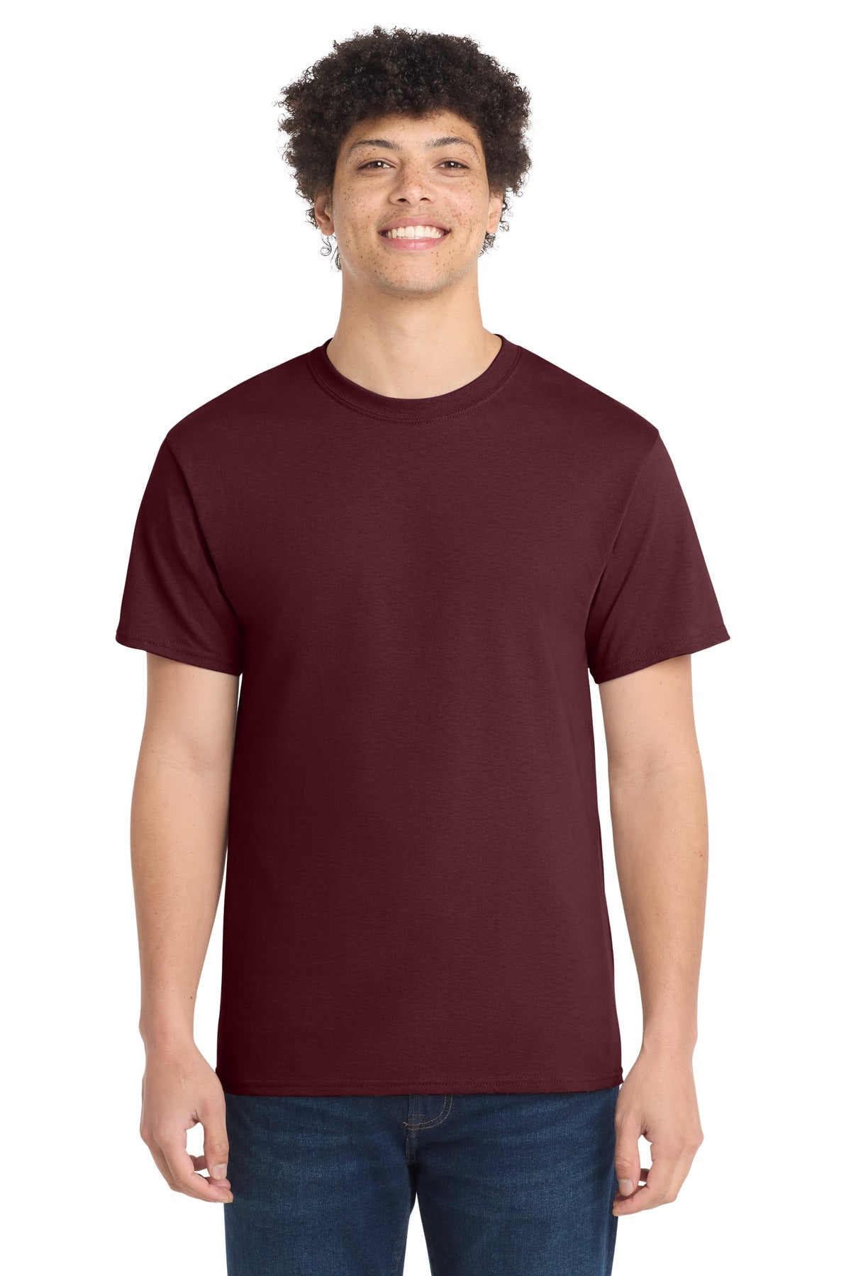 Custom logo Port & Co® Tall Core Cotton Tee PC54T in Athletic Maroon