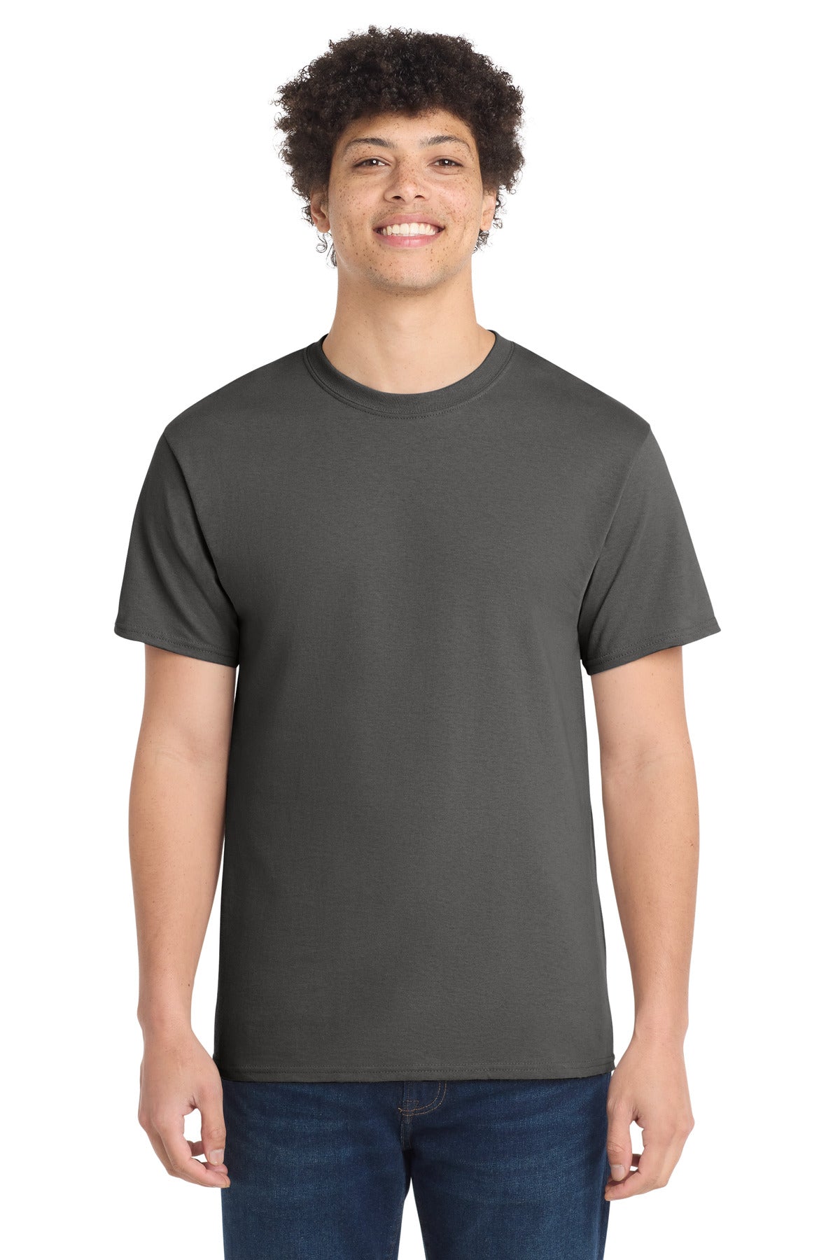 Custom logo Port & Co® Tall Core Cotton Tee PC54T in Charcoal