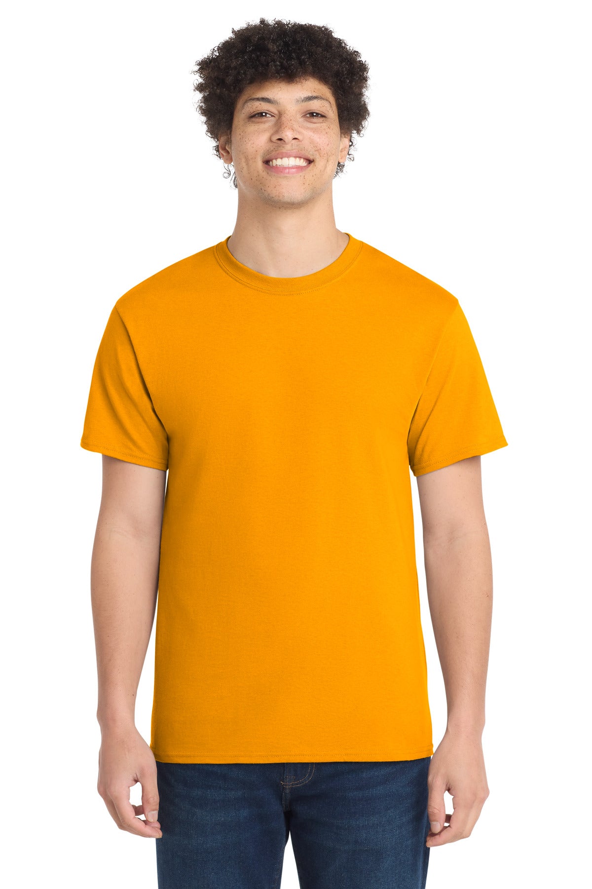 Custom logo Port & Co® Tall Core Cotton Tee PC54T in Gold