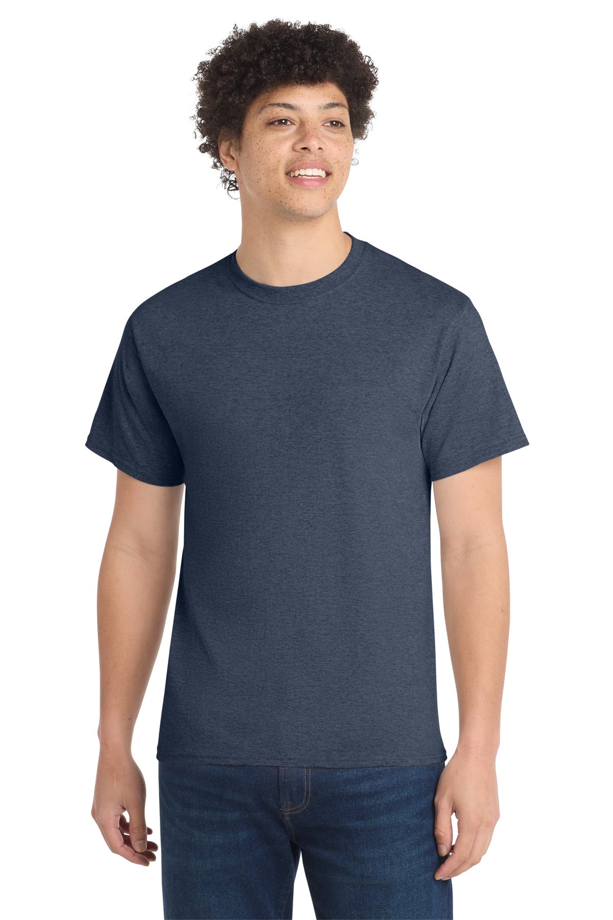 Custom logo Port & Co® Tall Core Cotton Tee PC54T in Heather Navy