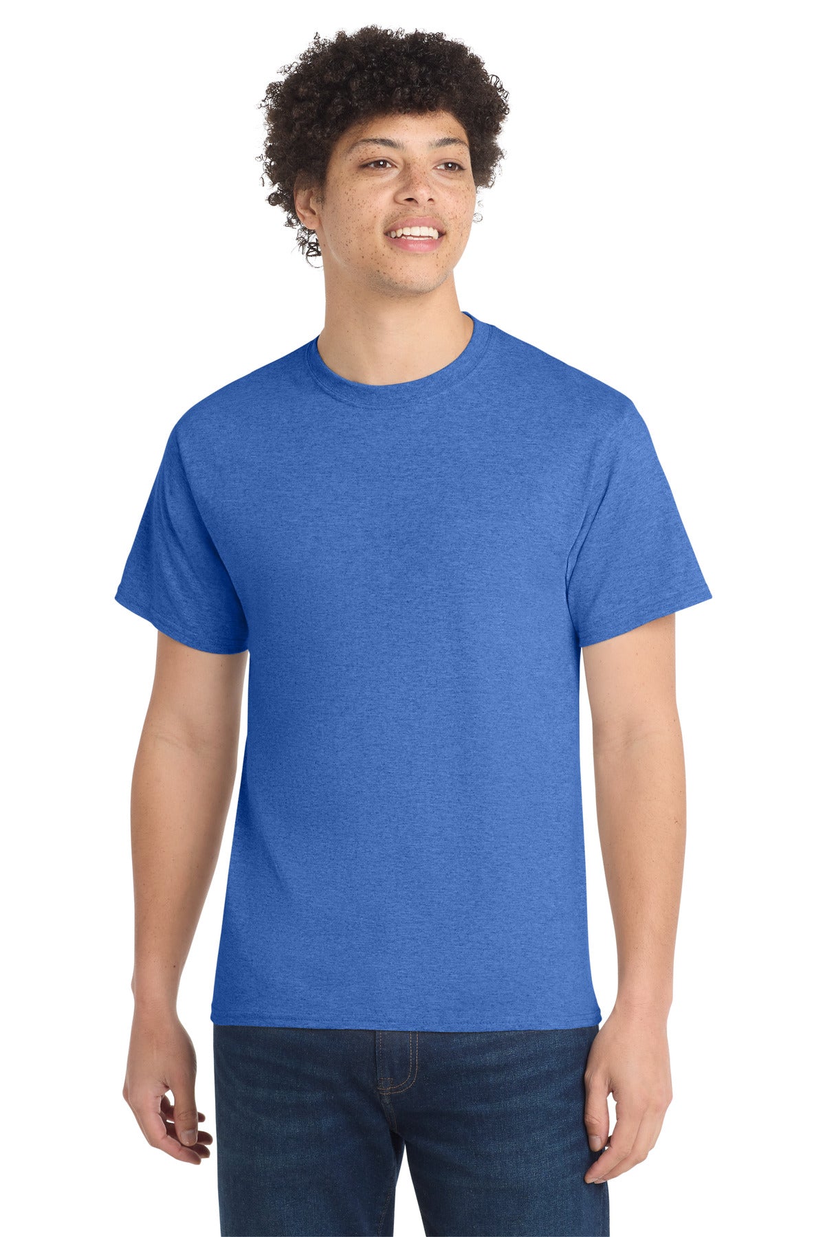 Custom logo Port & Co® Tall Core Cotton Tee PC54T in Heather Royal