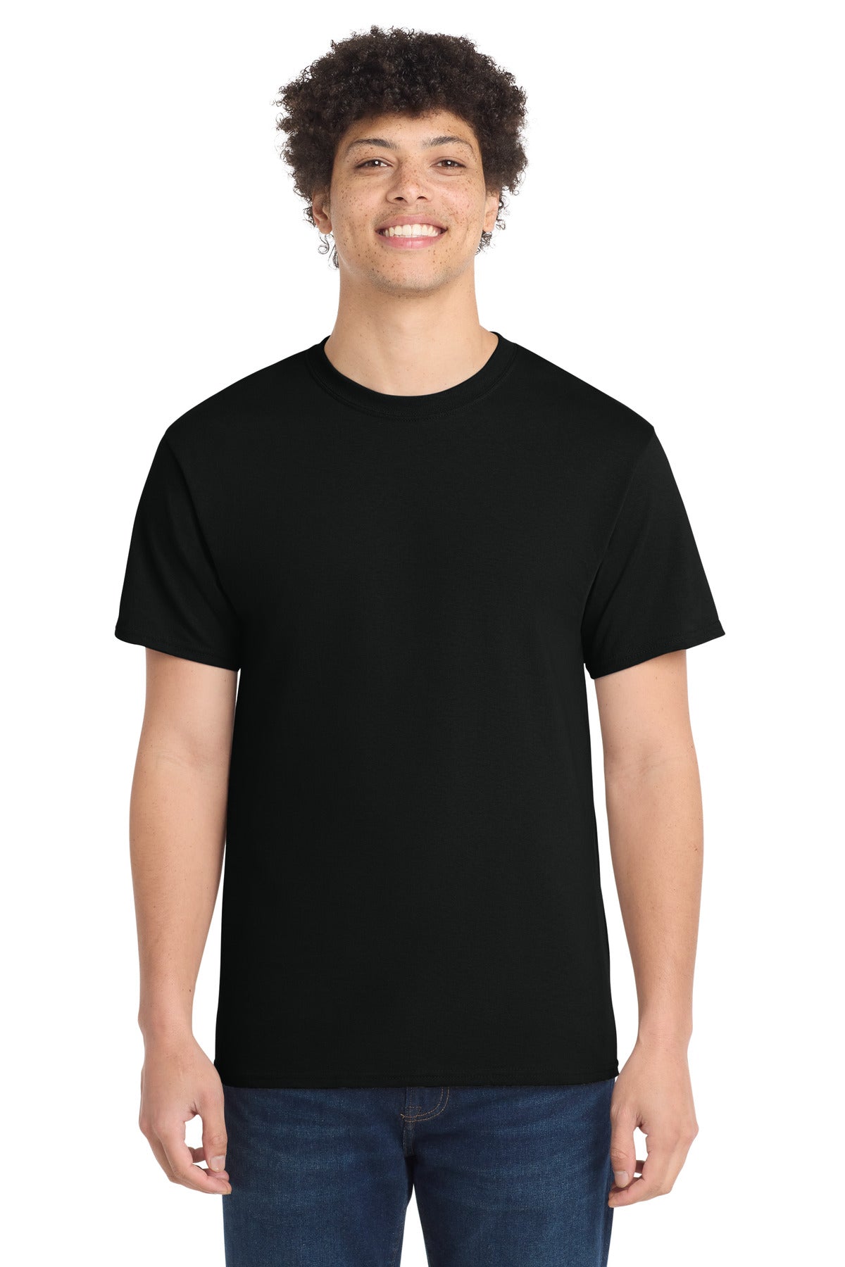Custom logo Port & Co® Tall Core Cotton Tee PC54T in Jet Black