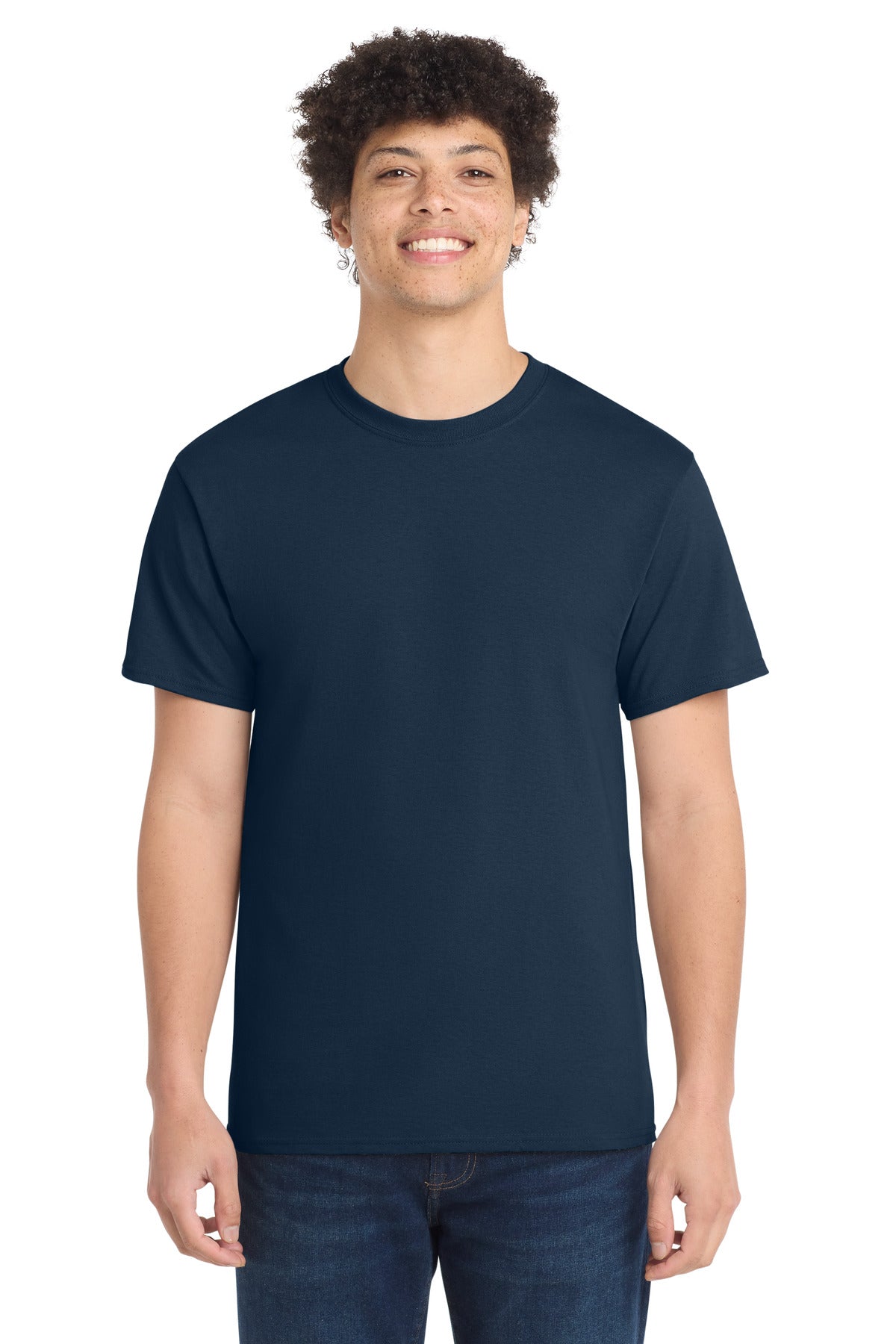 Custom logo Port & Co® Tall Core Cotton Tee PC54T in Navy