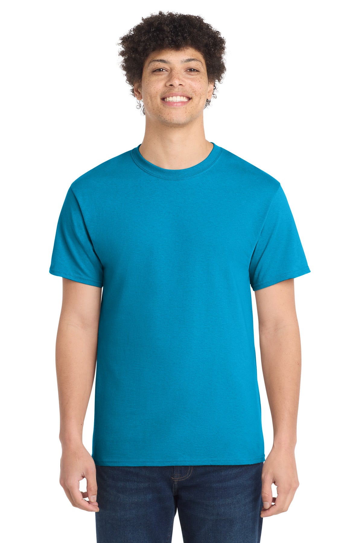Custom logo Port & Co® Tall Core Cotton Tee PC54T in Neon Blue