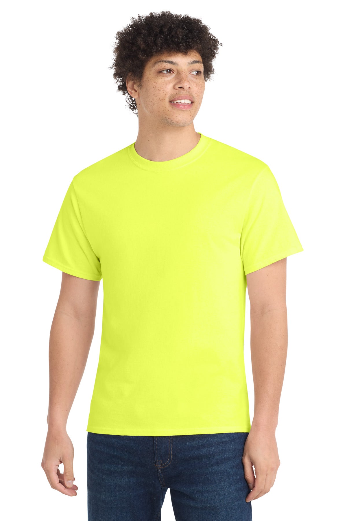 Custom logo Port & Co® Tall Core Cotton Tee PC54T in Neon Yellow