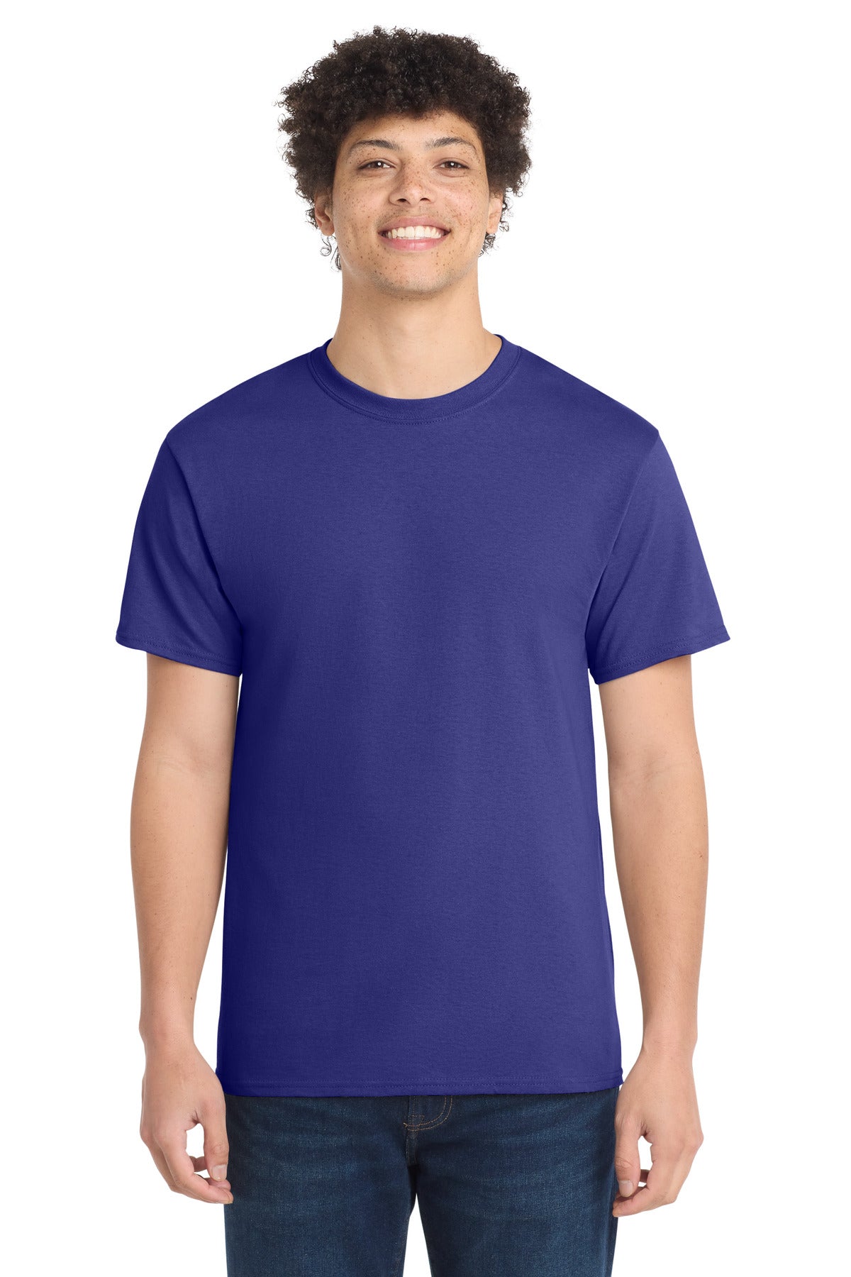 Custom logo Port & Co® Tall Core Cotton Tee PC54T in Purple