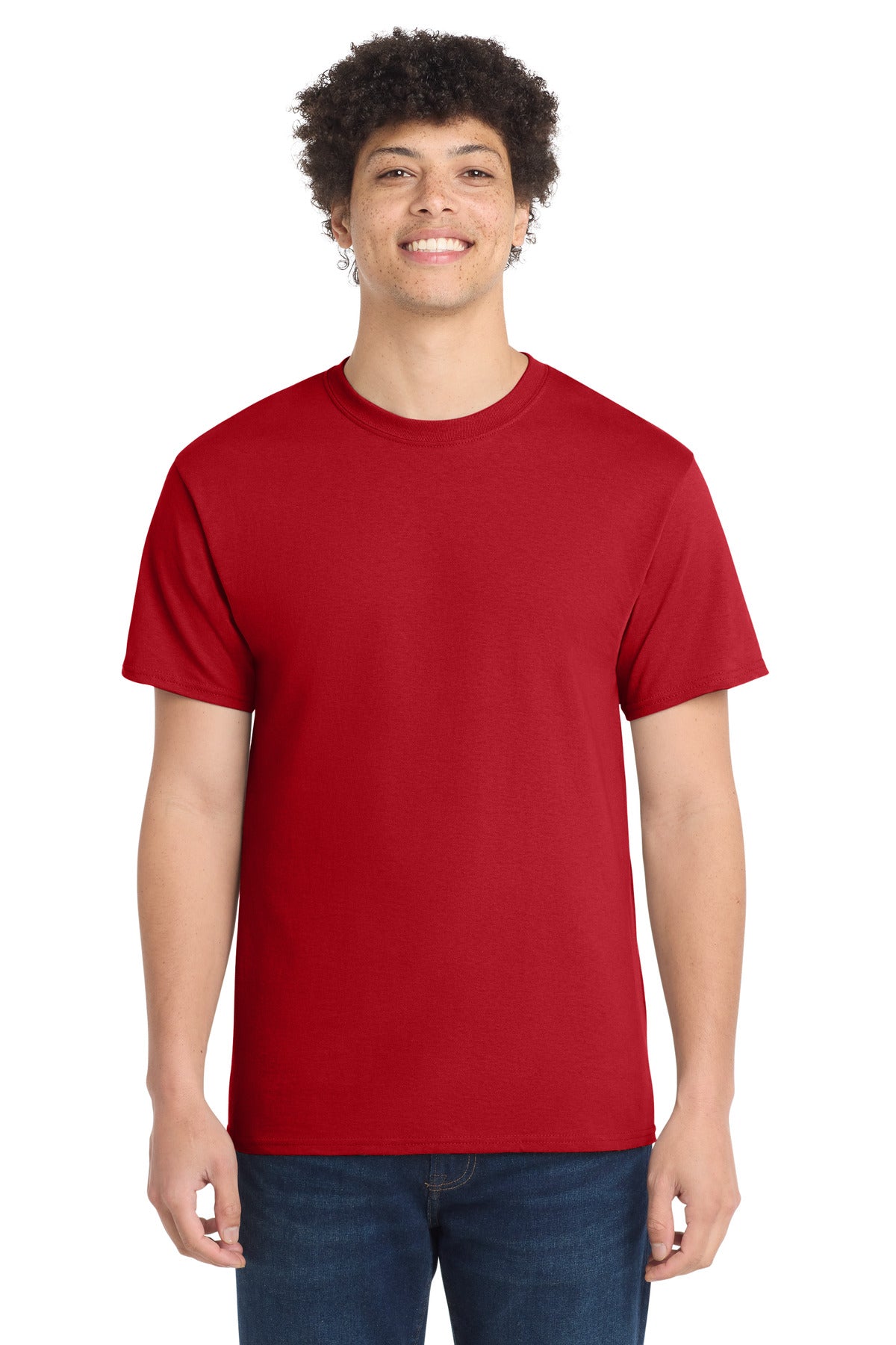 Custom logo Port & Co® Tall Core Cotton Tee PC54T in Red
