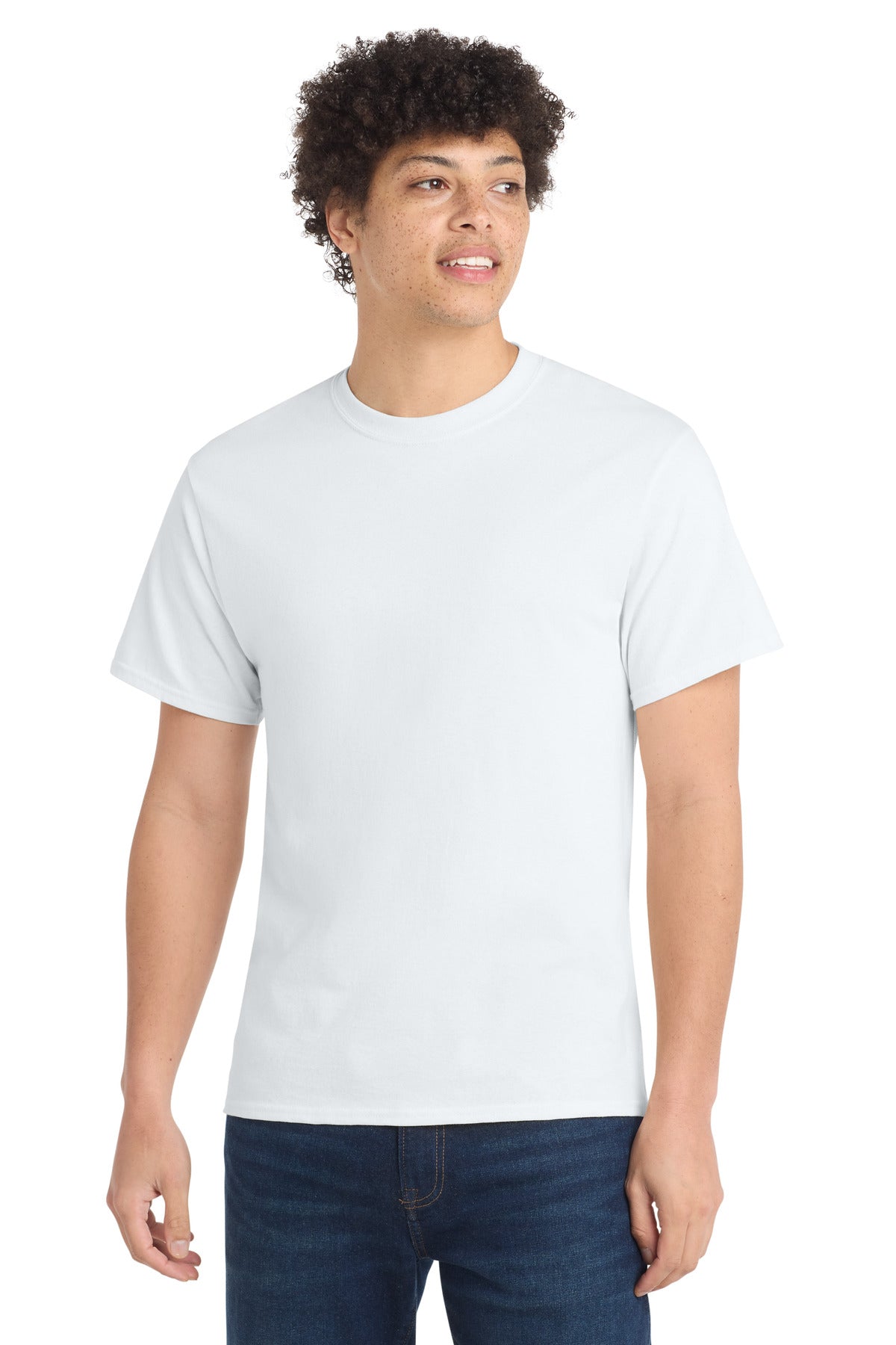 Custom logo Port & Co® Tall Core Cotton Tee PC54T in White