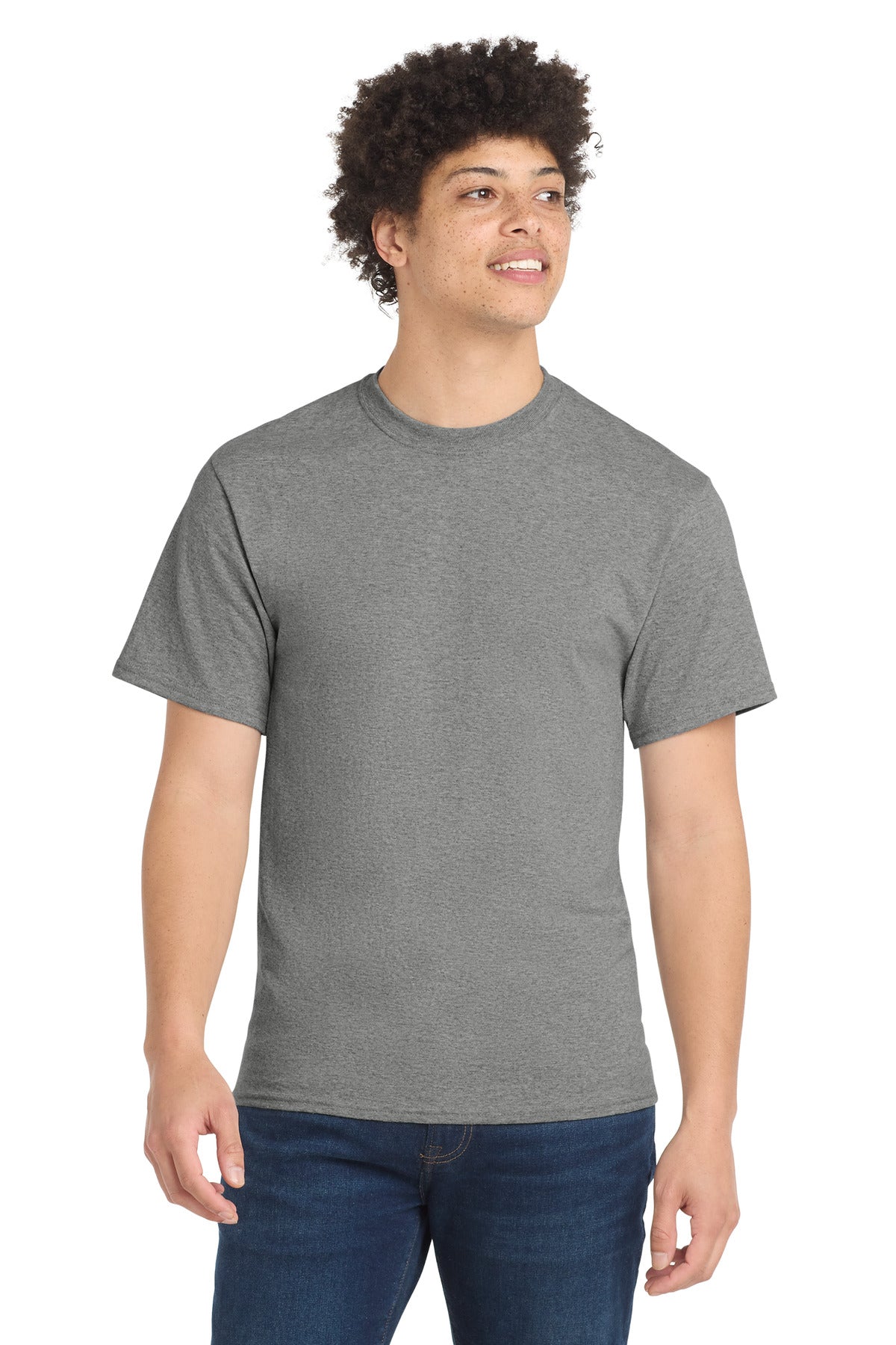 Custom logo Port & Co® Tall Core Blend Tee. PC55T in Athletic Heather