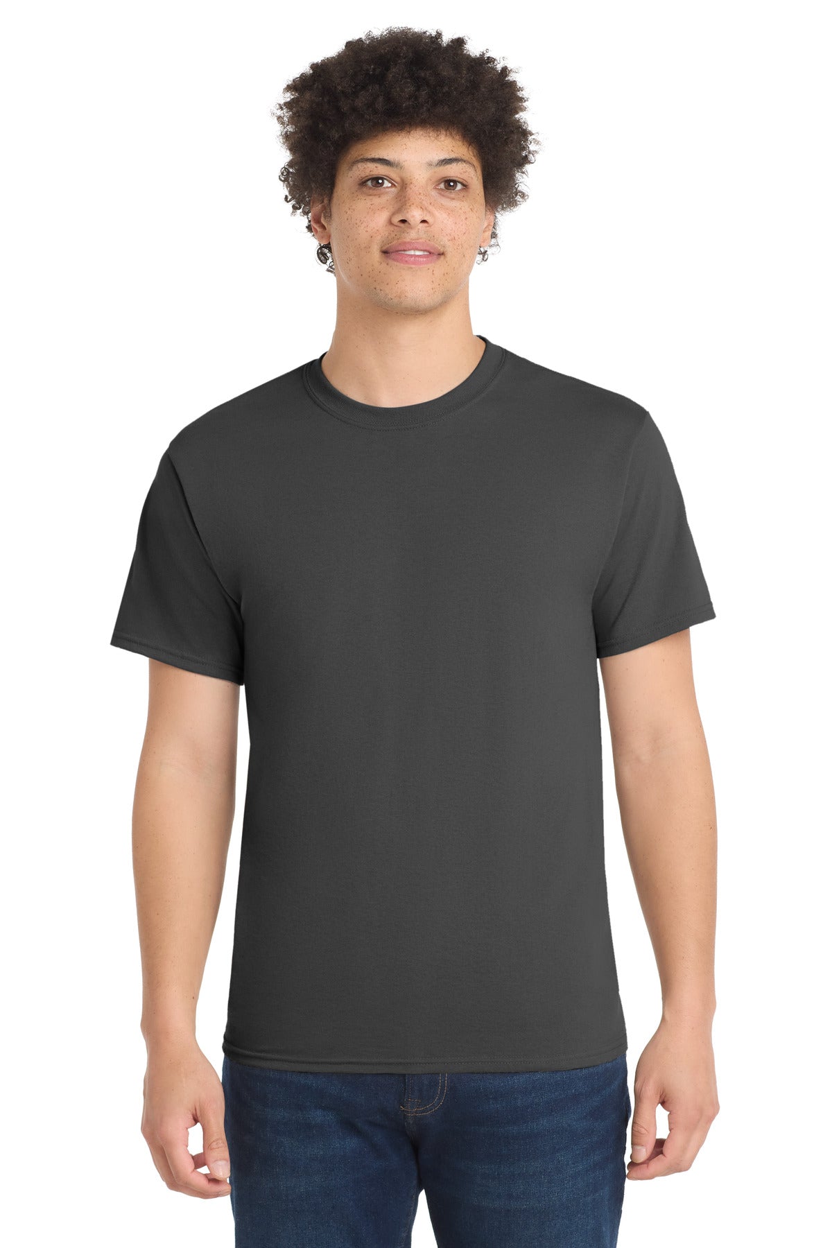 Custom logo Port & Co® Tall Core Blend Tee. PC55T in Charcoal