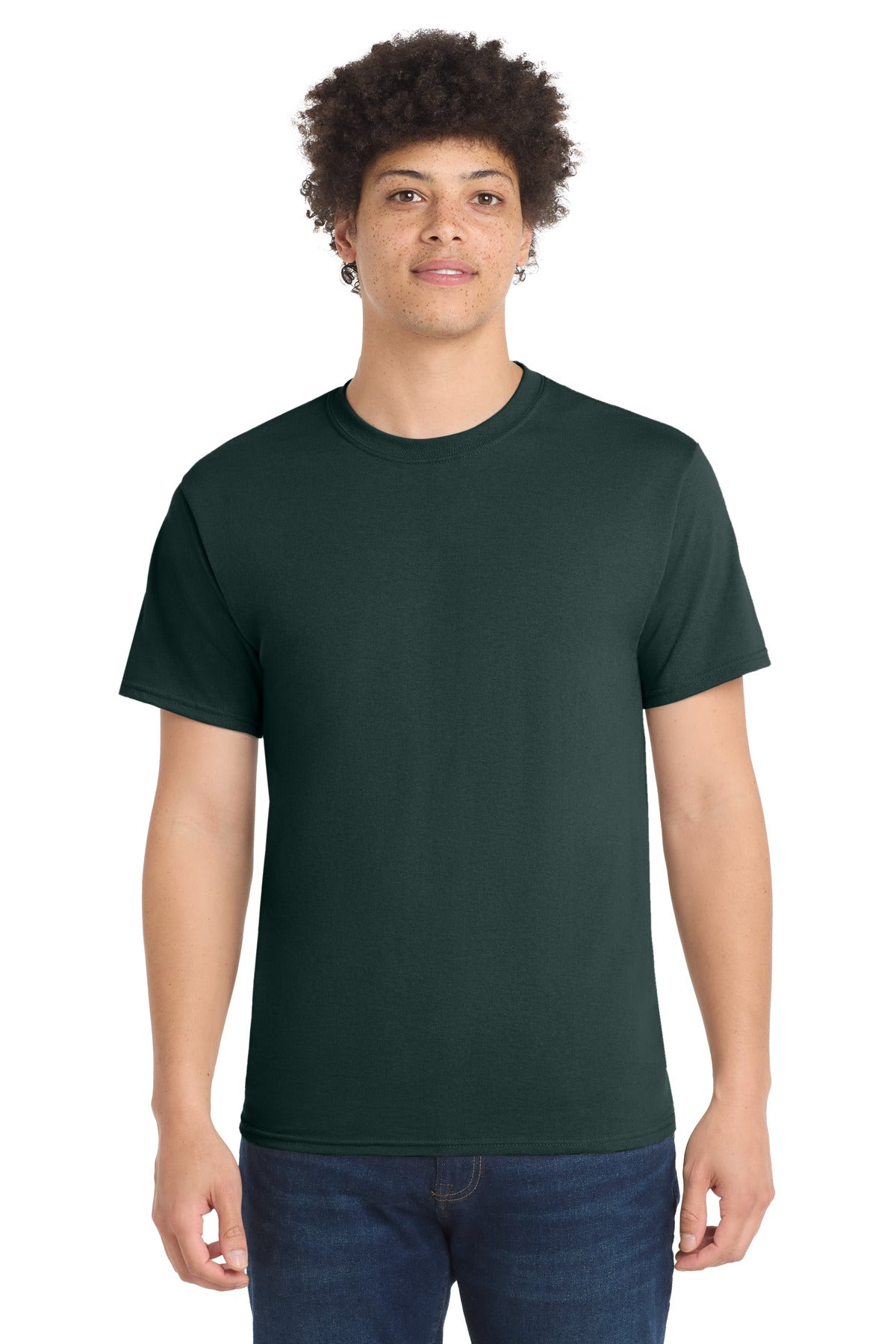 Custom logo Port & Co® Tall Core Blend Tee. PC55T in Dark Green