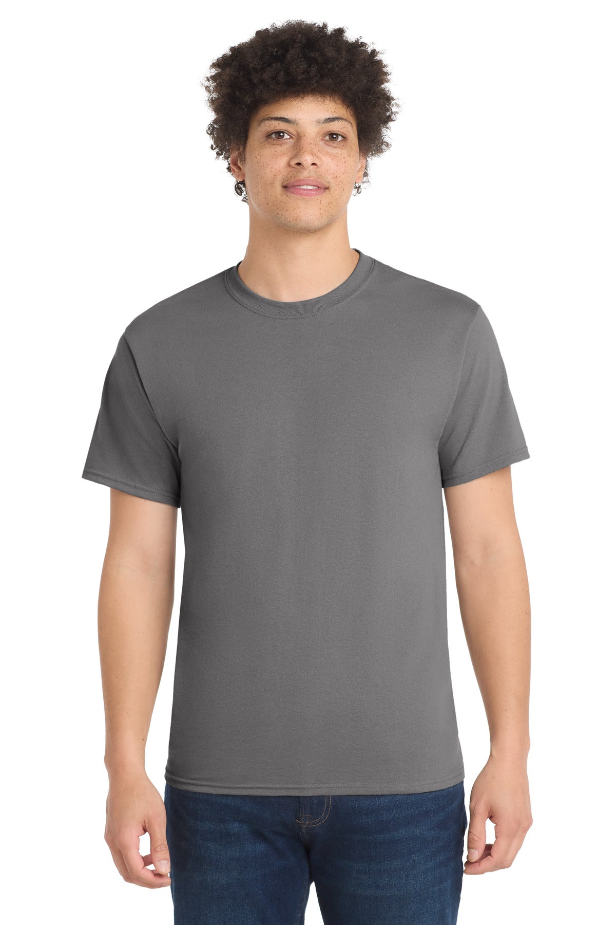 Custom logo Port & Co® Tall Core Blend Tee. PC55T in Medium Grey
