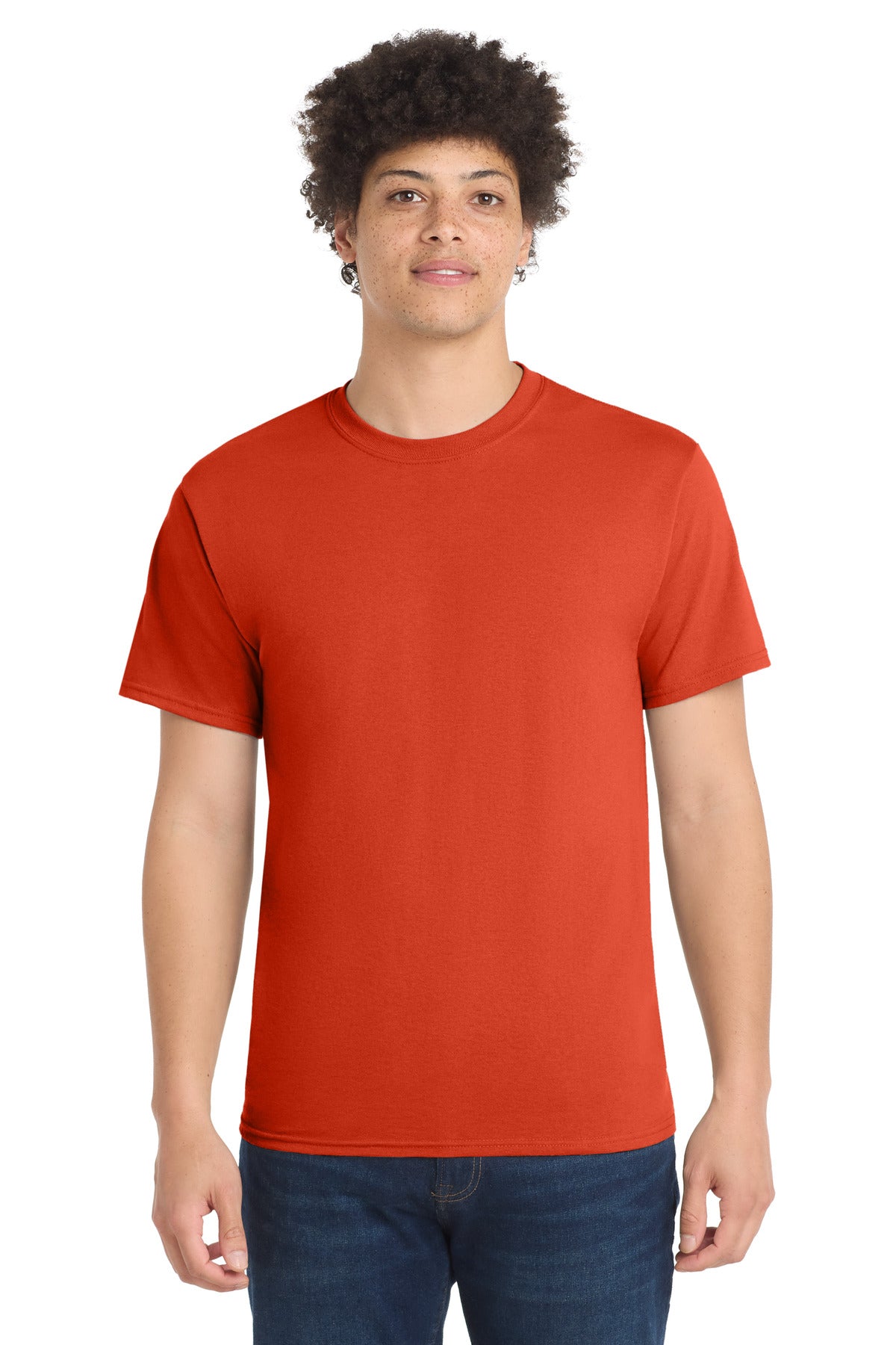 Custom logo Port & Co® Tall Core Blend Tee. PC55T in Orange