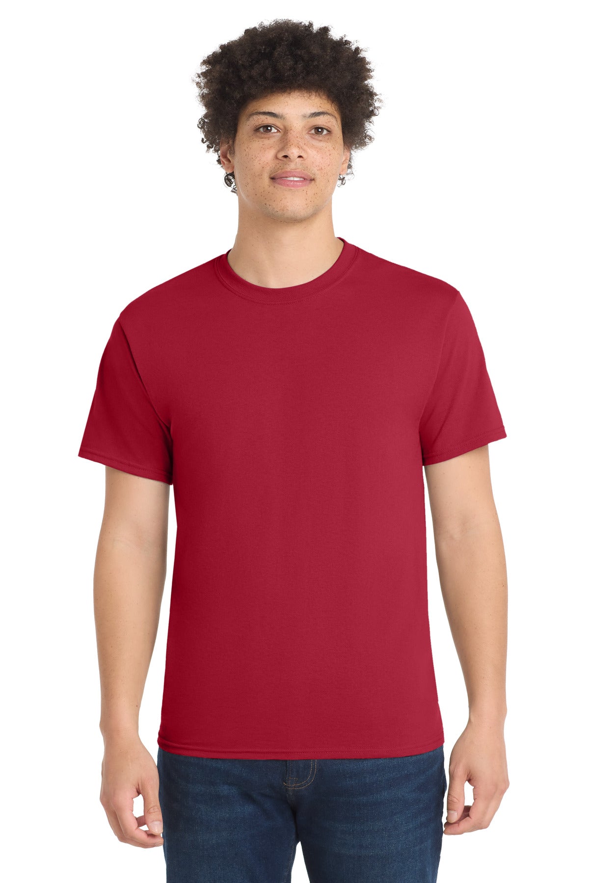 Custom logo Port & Co® Tall Core Blend Tee. PC55T in Red