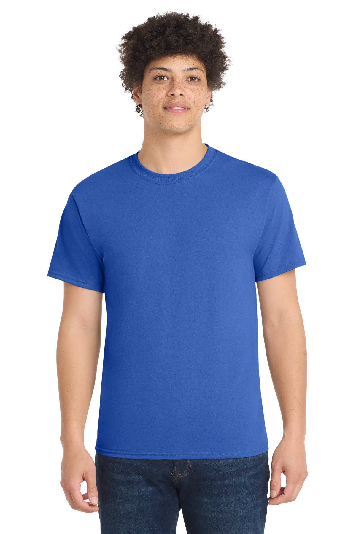 Custom logo Port & Co® Tall Core Blend Tee. PC55T in Royal