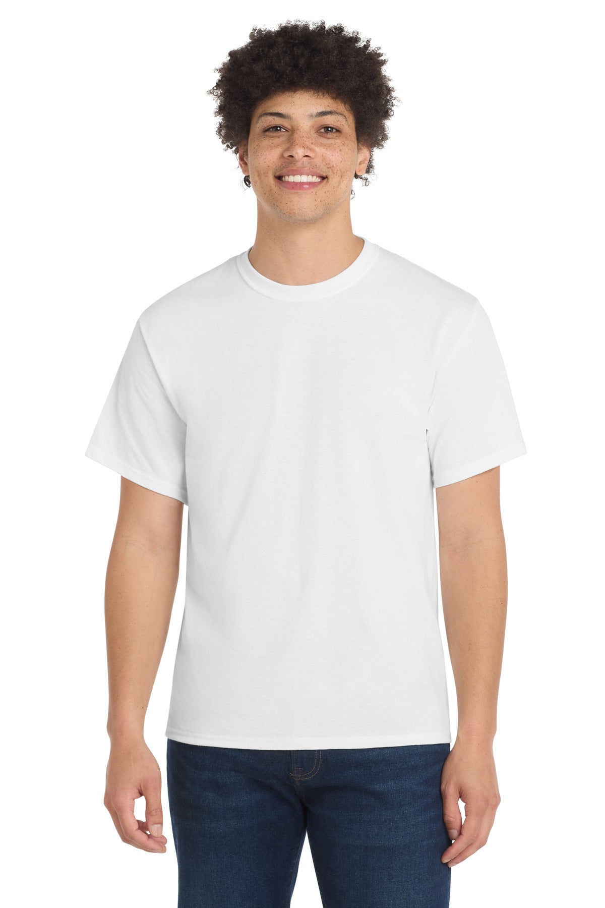 Custom logo Port & Co® Tall Core Blend Tee. PC55T in White