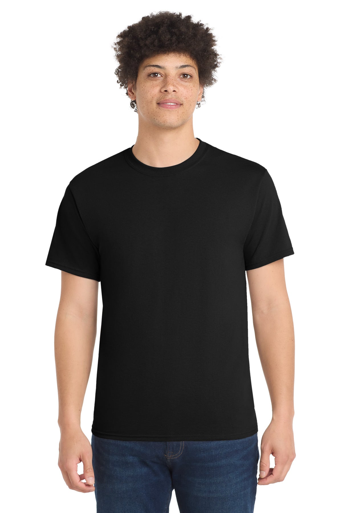 Custom logo Port & Co® Tall Core Blend Tee. PC55T in Jet Black
