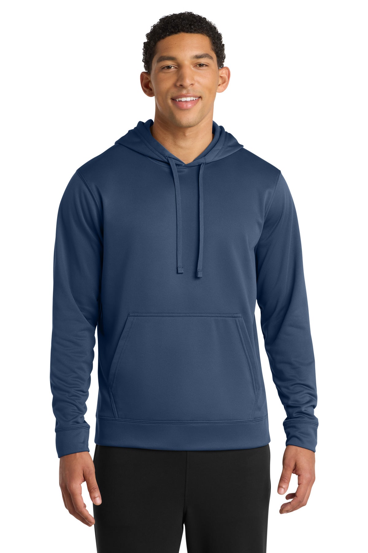 Custom logo Port & Co® Performance Fleece Pullover Hooded Sweatshirt. PC590H in Deep Navy